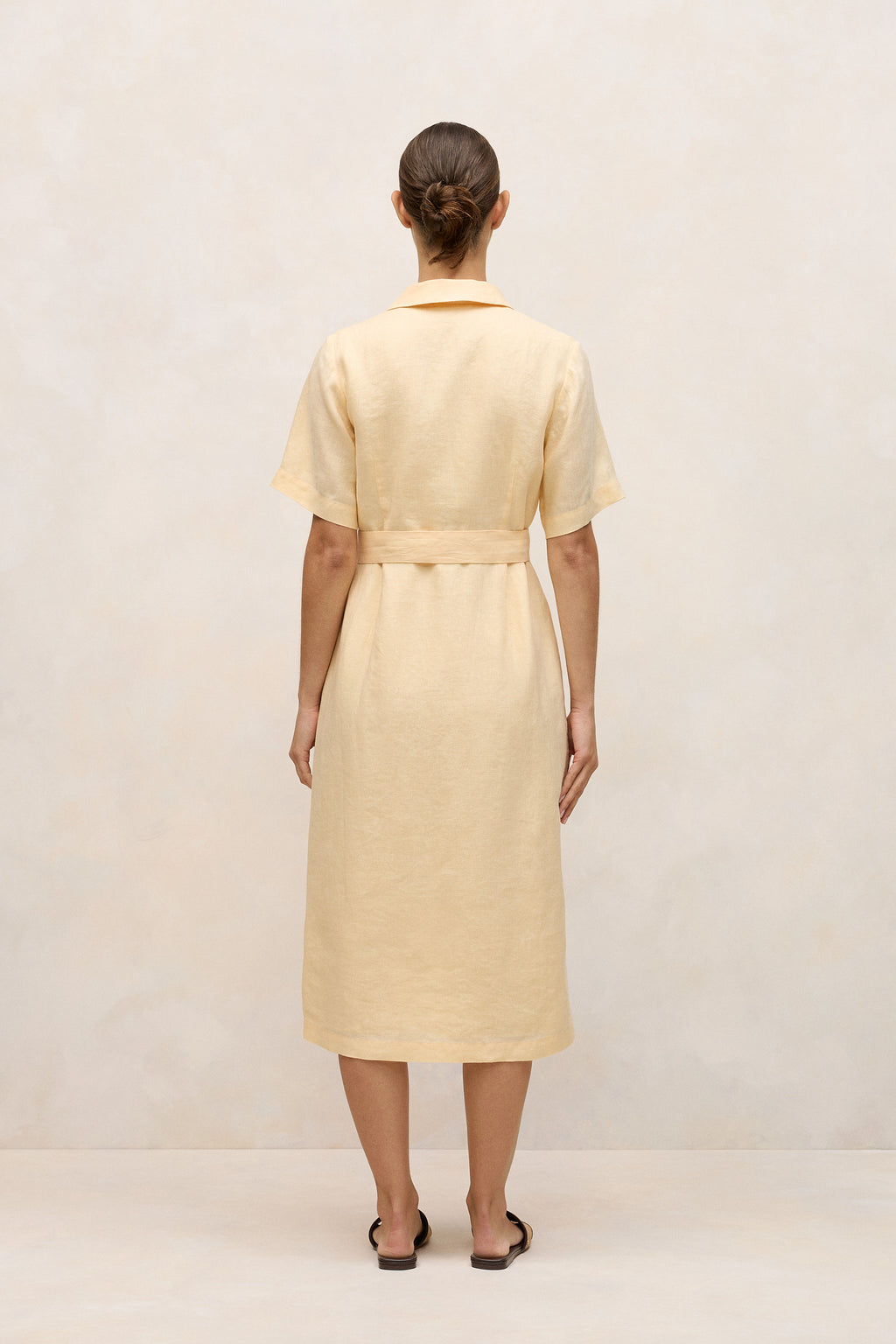 Linen Button Detail Shirt Dress