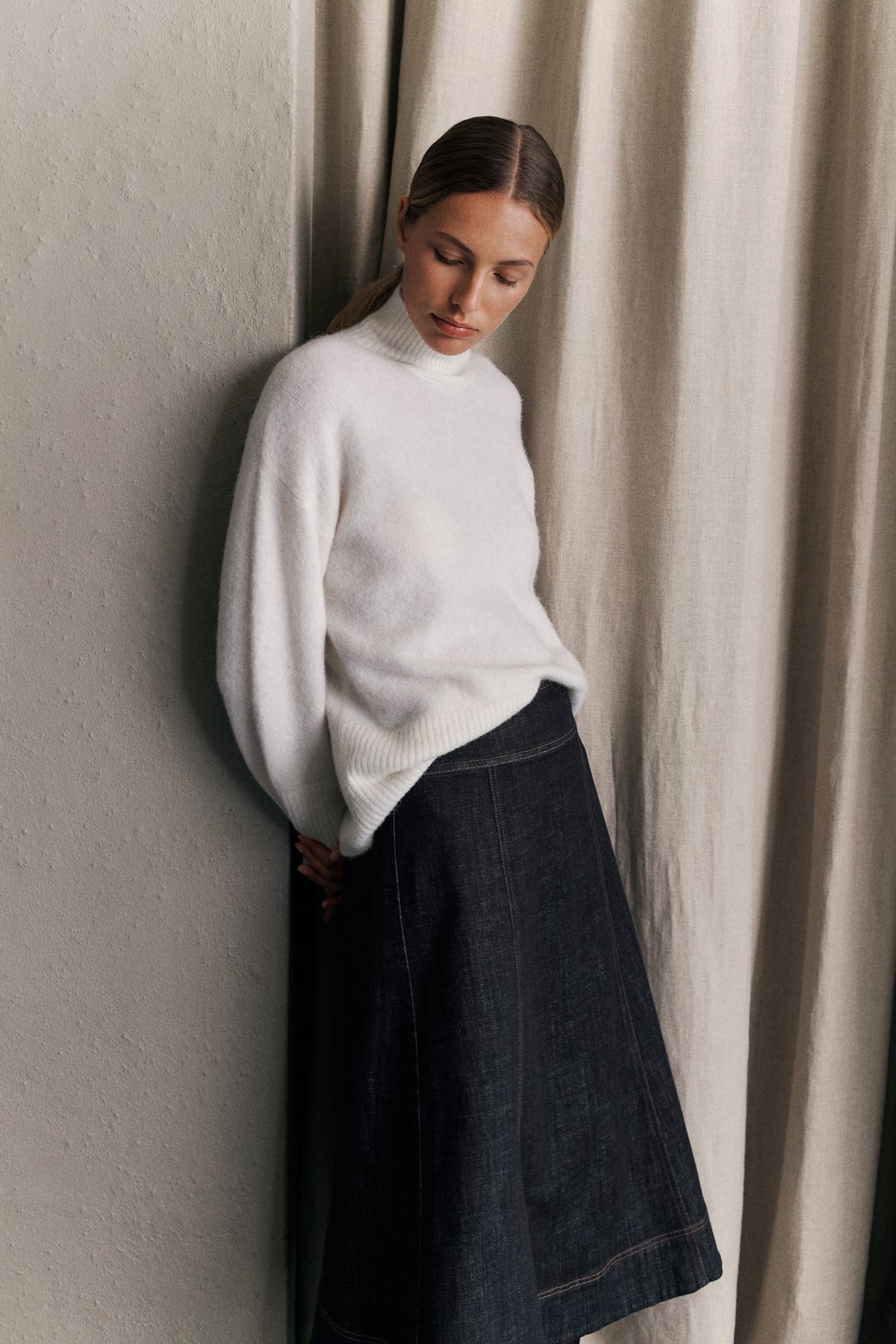 Alpaca Merino Blend Relaxed Mock Neck