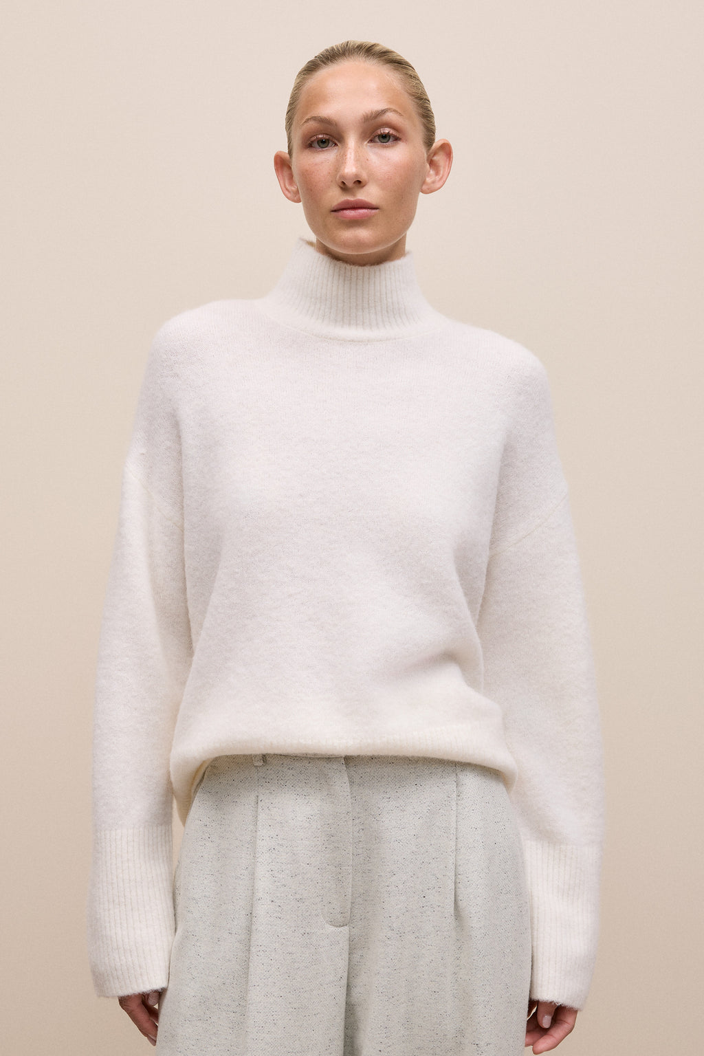 Alpaca Merino Blend Relaxed Mock Neck