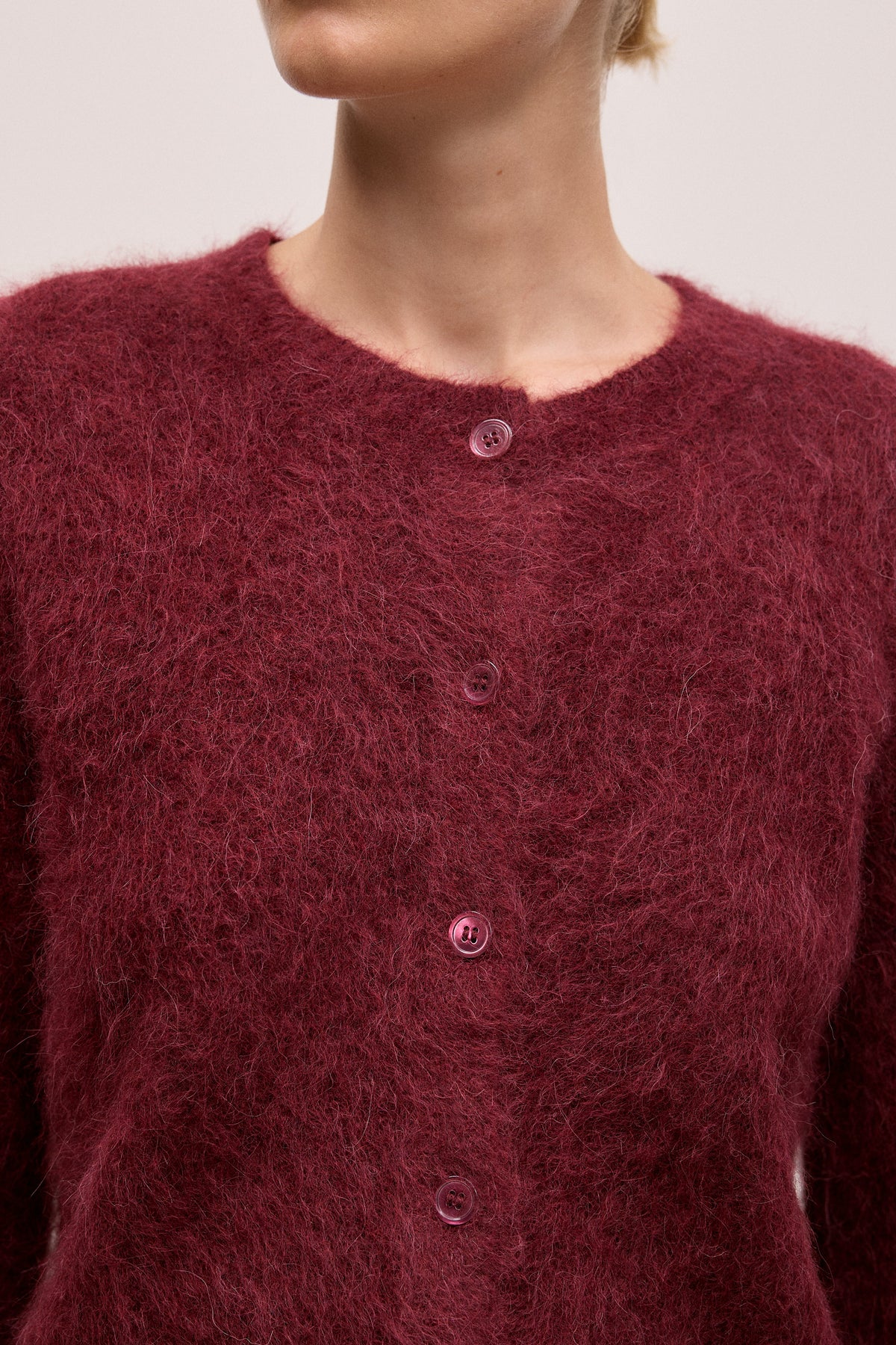 Brushed Alpaca Button Through Cardigan