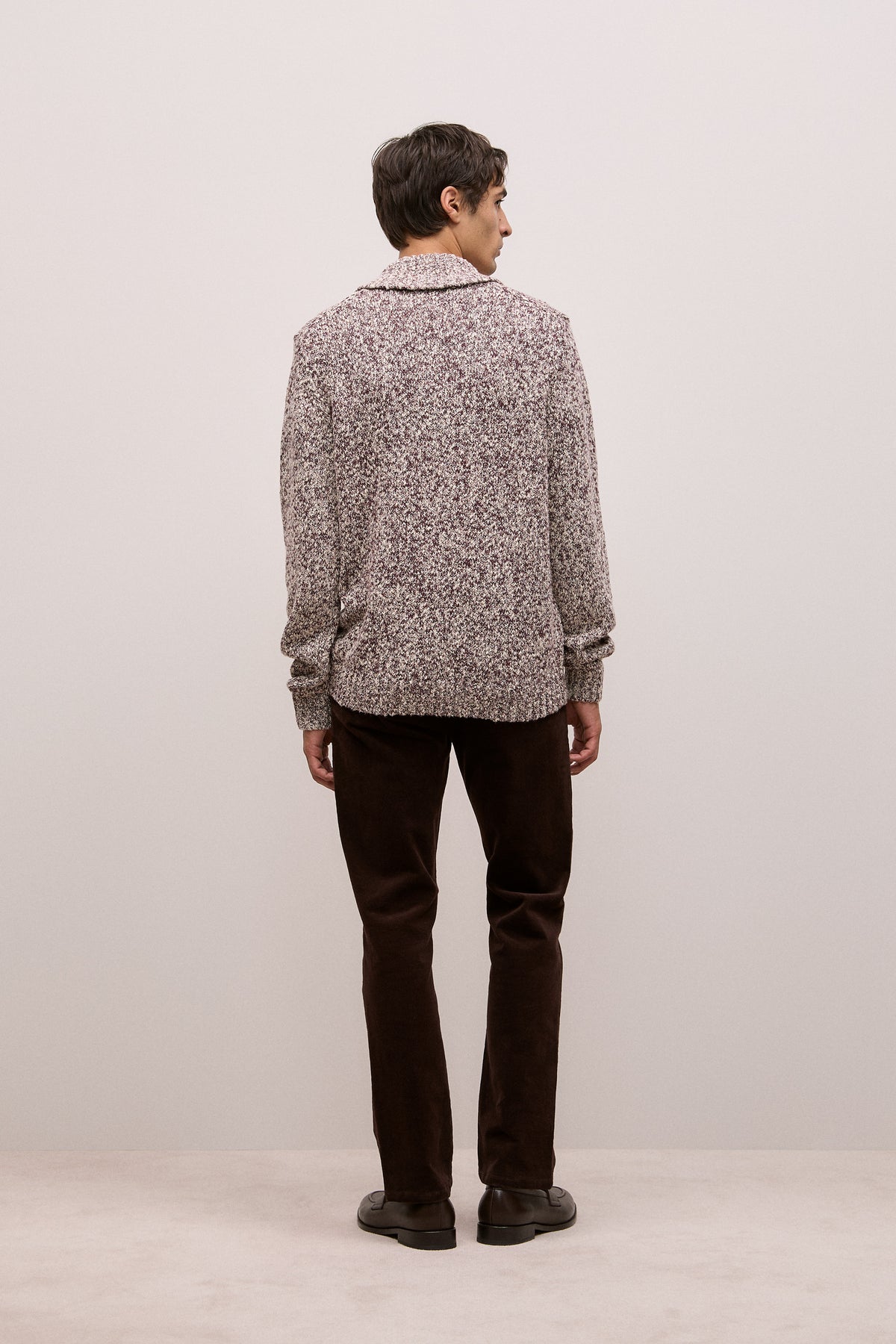 Textured Shawl Collar Knit