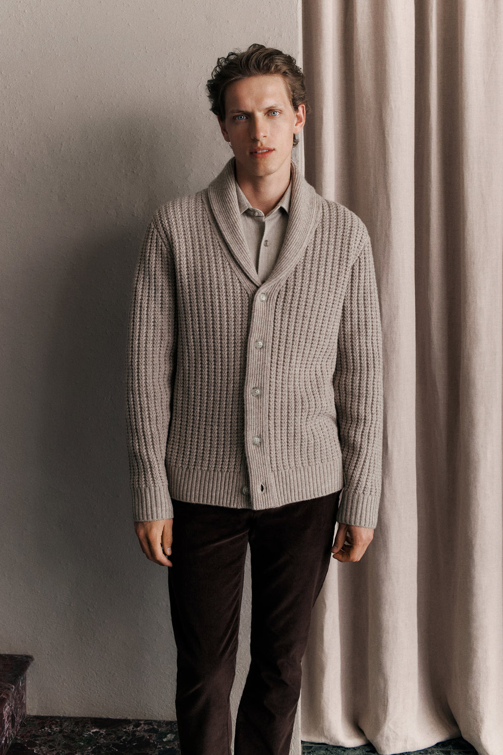Merino Textured Shawl Cardigan
