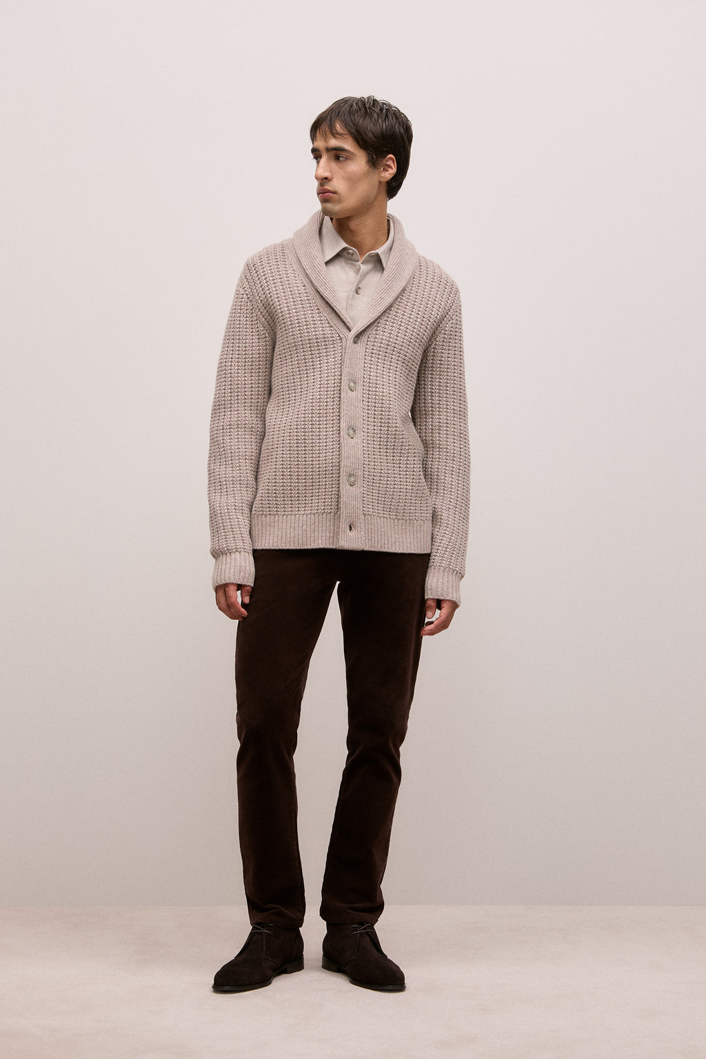 Merino Textured Shawl Cardigan