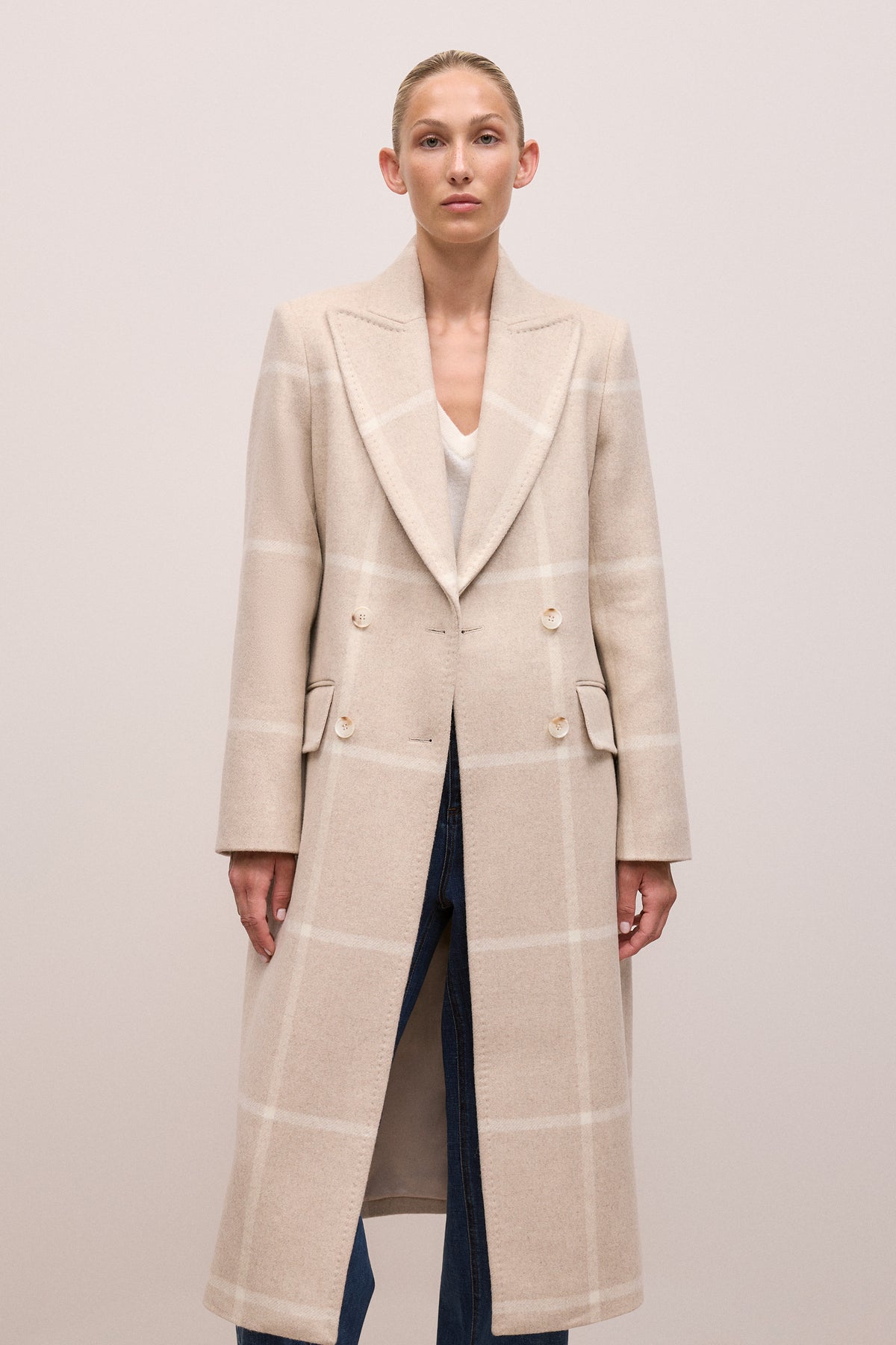 Italian Wool Blend Check Coat