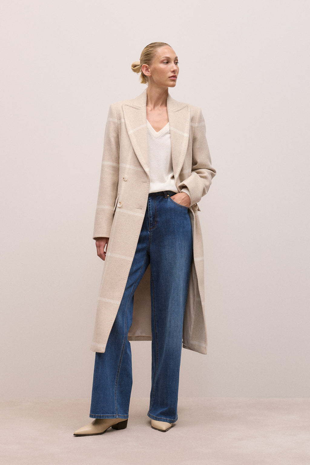 Italian Wool Blend Check Coat