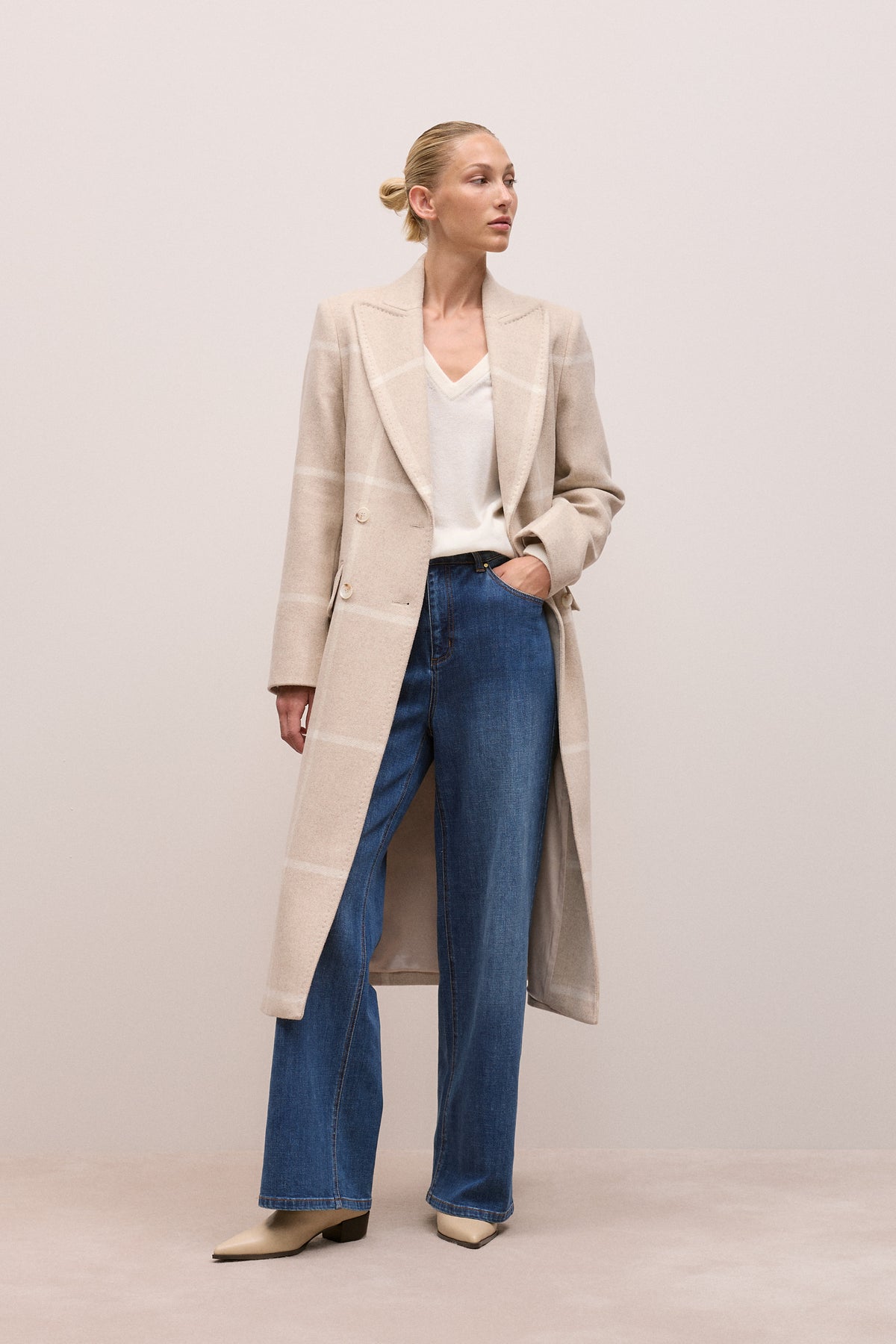 Italian Wool Blend Check Coat