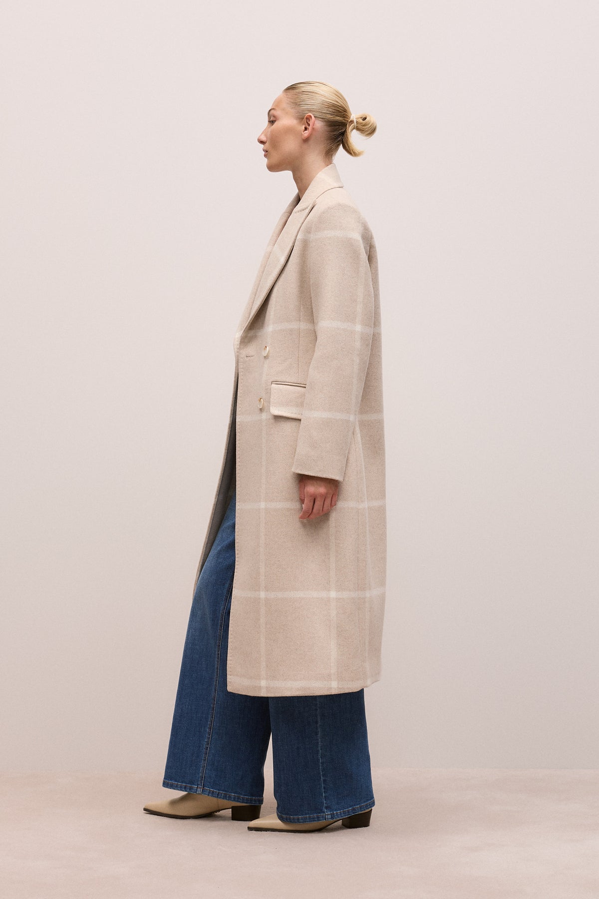 Italian Wool Blend Check Coat