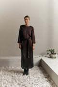 Satin Belted Column Dress