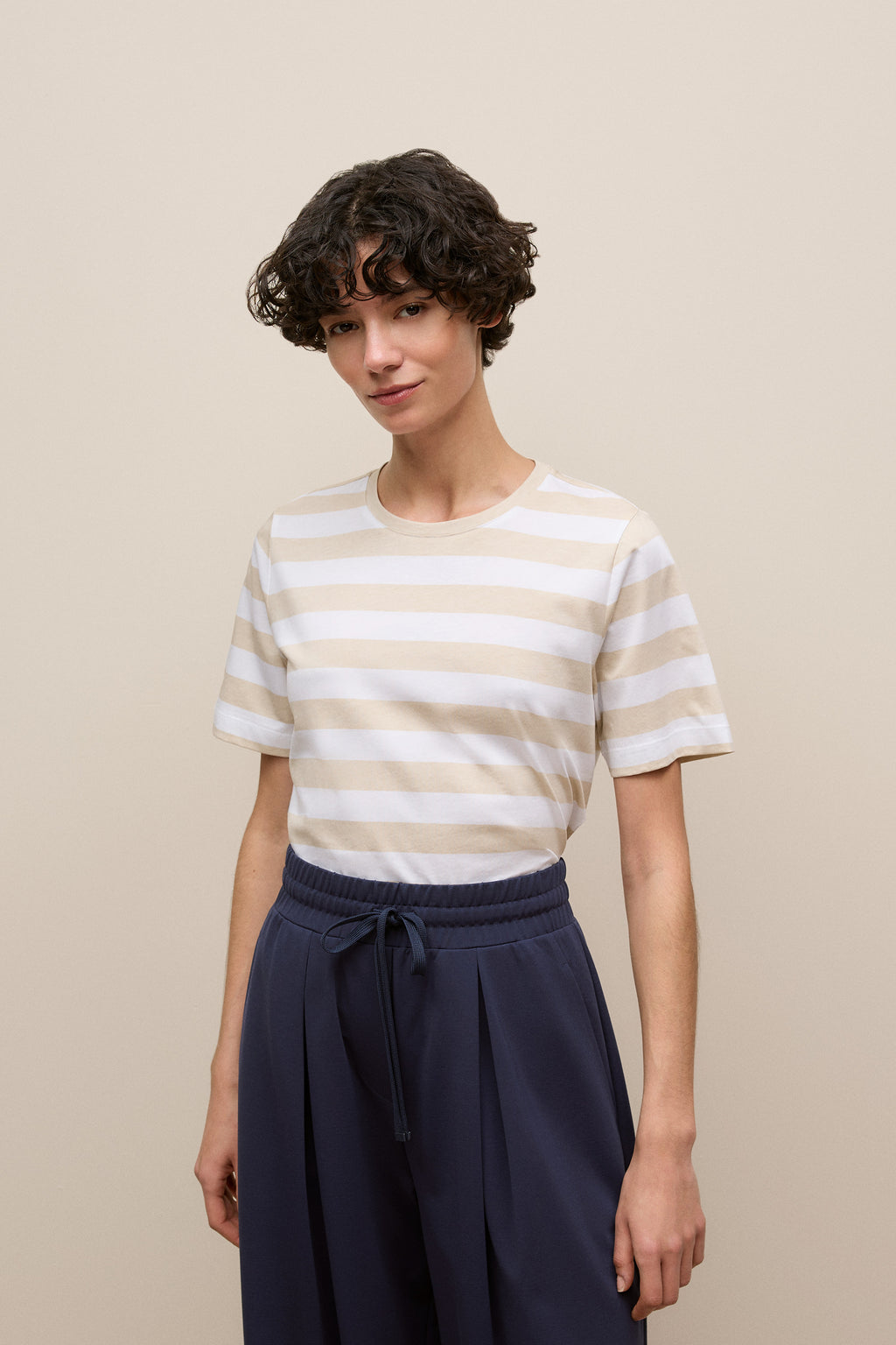 Mercerised Cotton Stripe T-Shirt