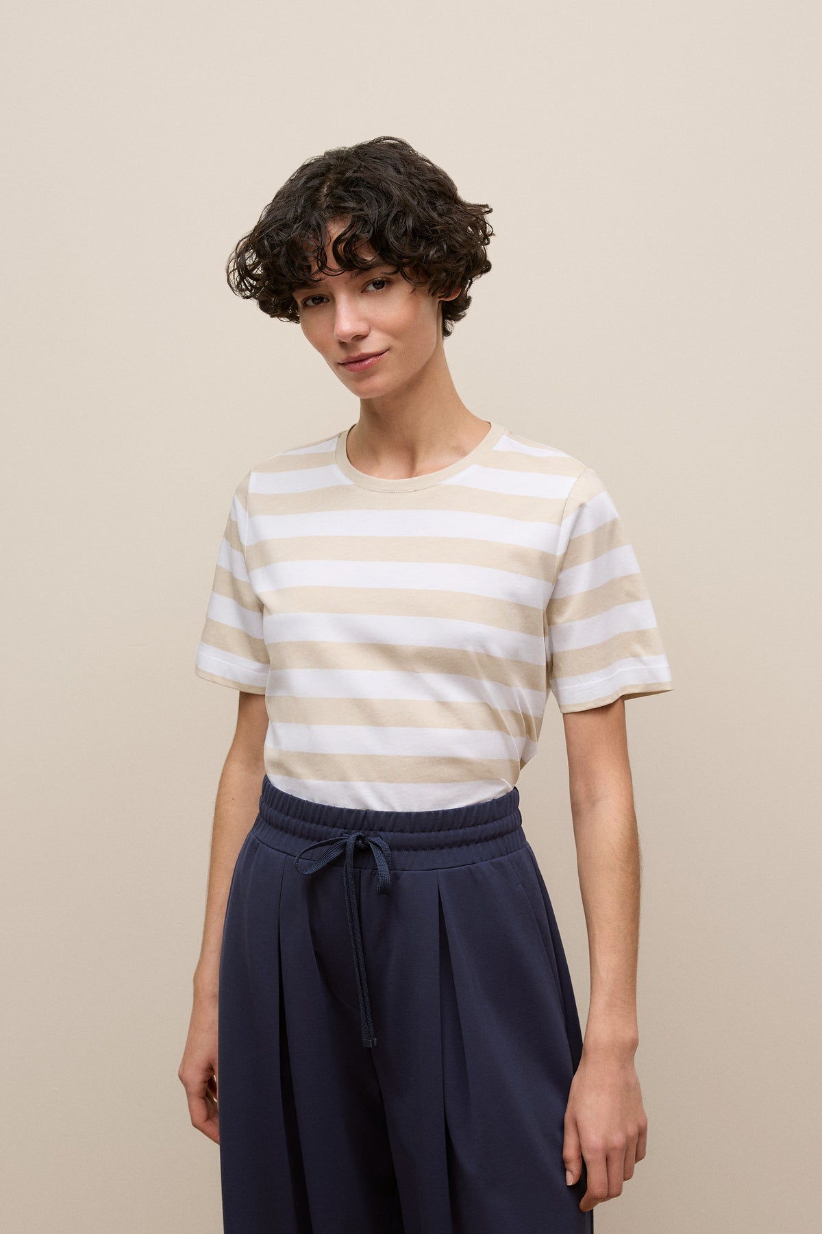 Mercerised Cotton Stripe T-Shirt
