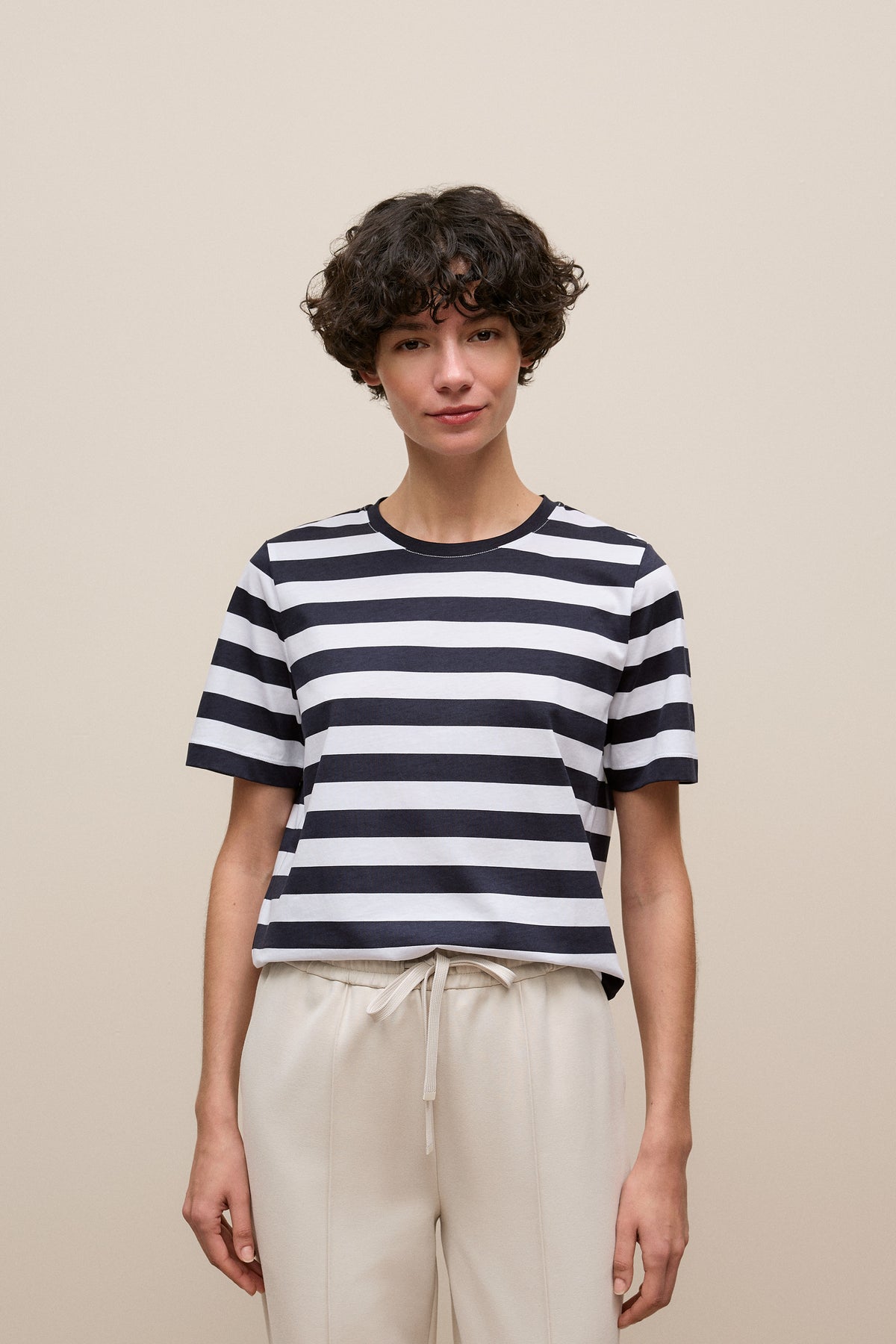 Mercerised Cotton Stripe T-Shirt