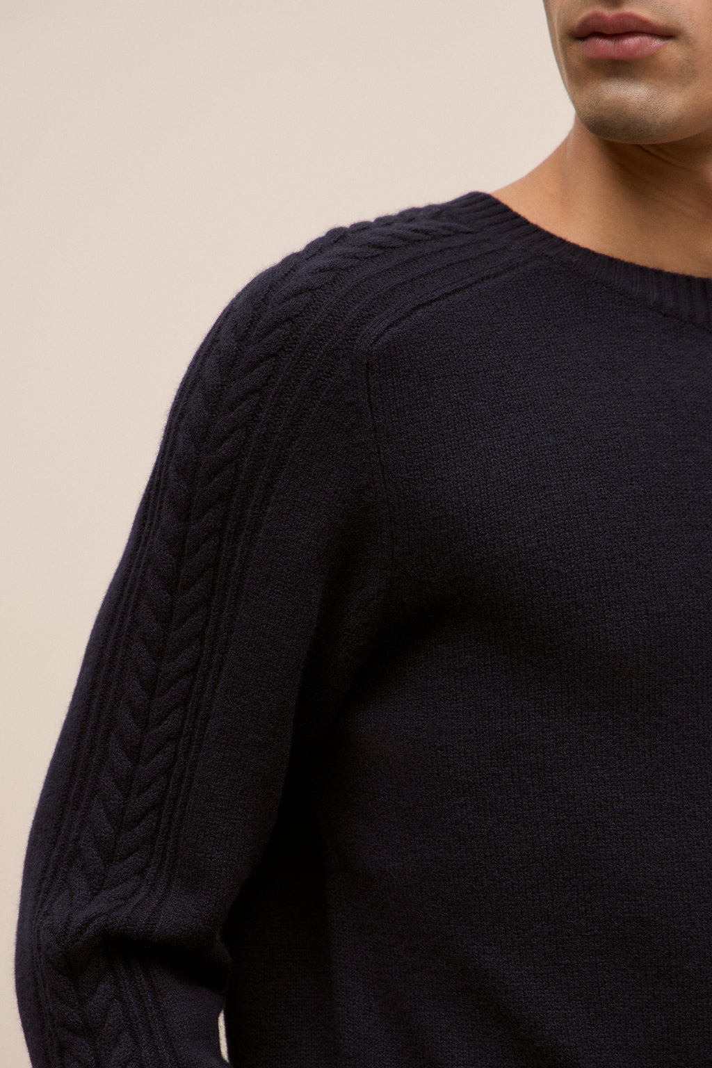 Merino Cable Detail Crew