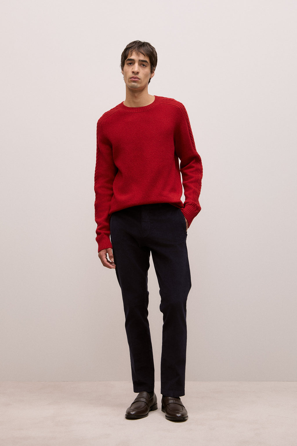 Merino Cable Detail Crew