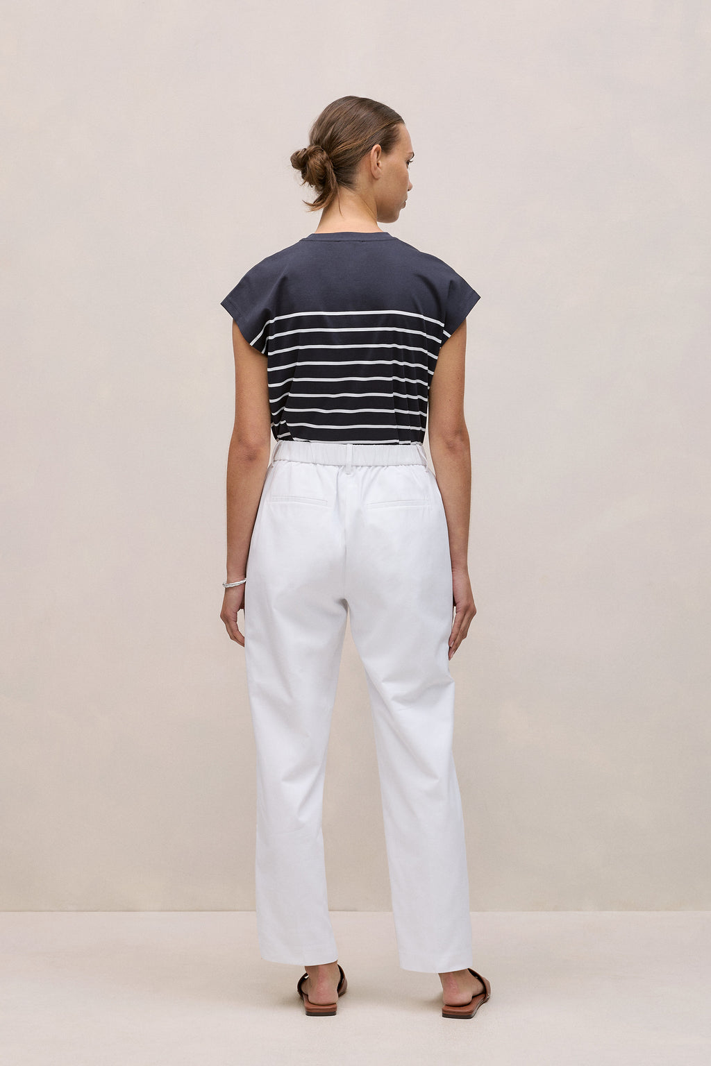 Cotton Blend Straight Leg Pant
