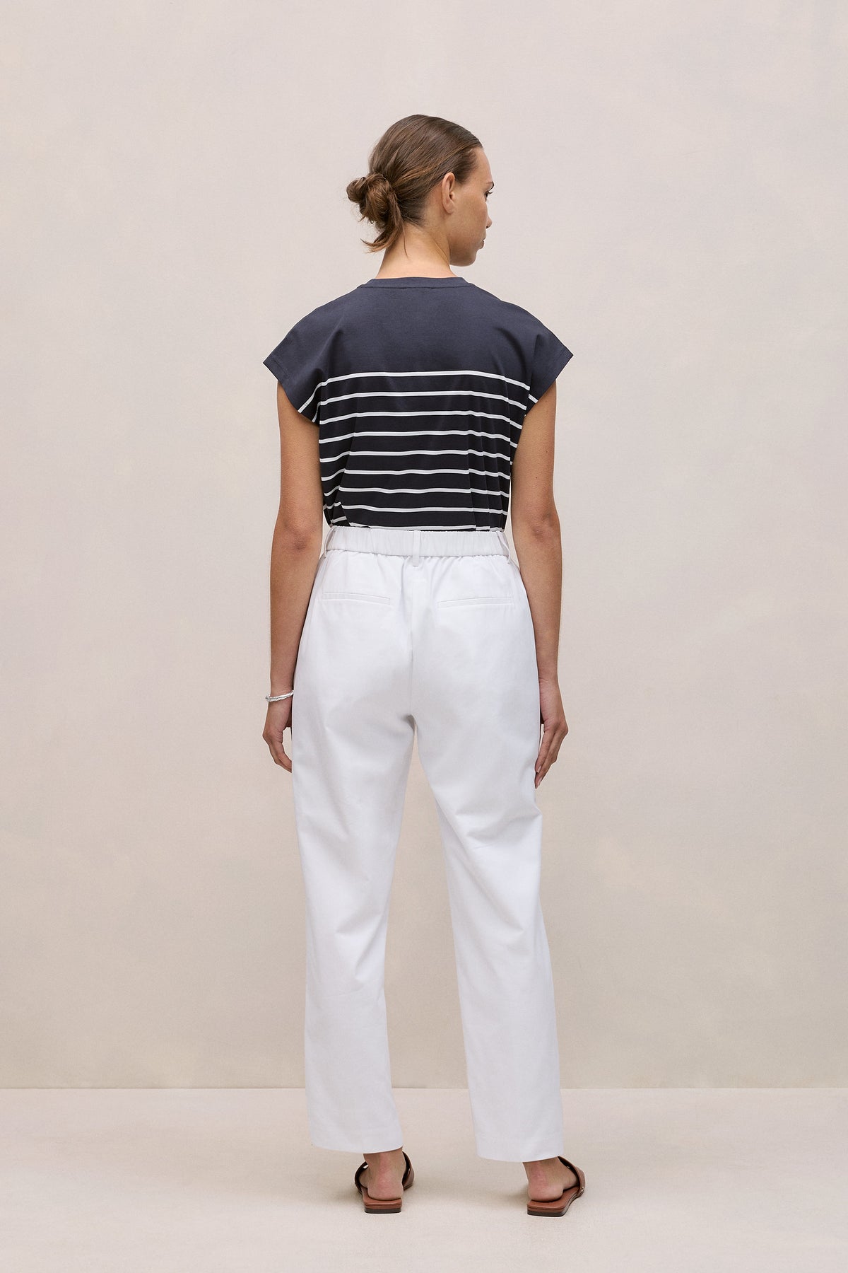 Cotton Blend Straight Leg Pant