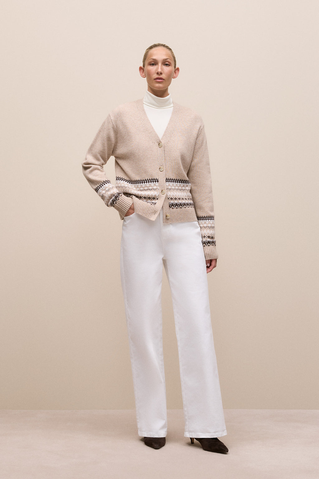Merino Cashmere Fair Isle Cardigan