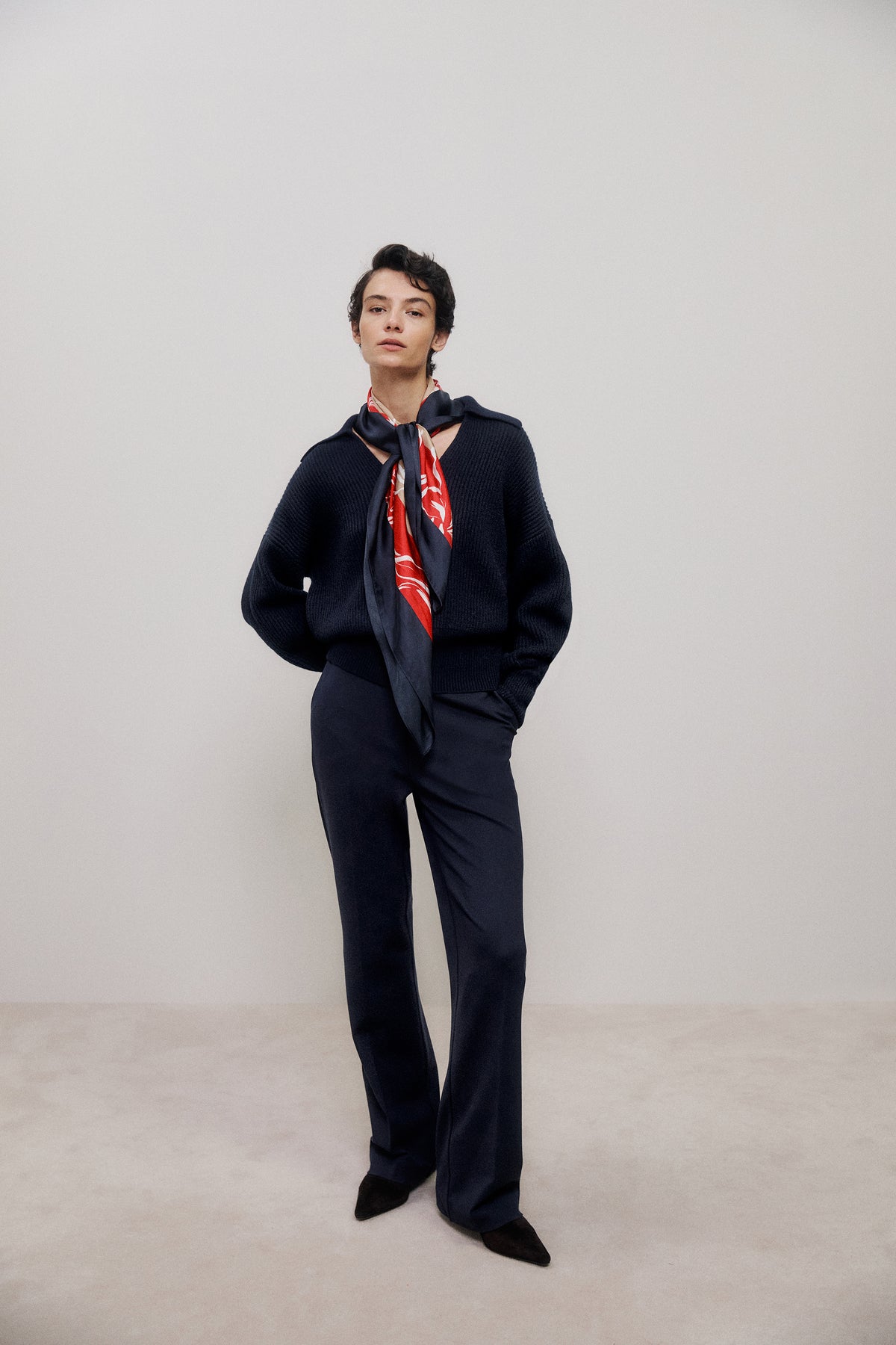 Merino Open Collar Knit