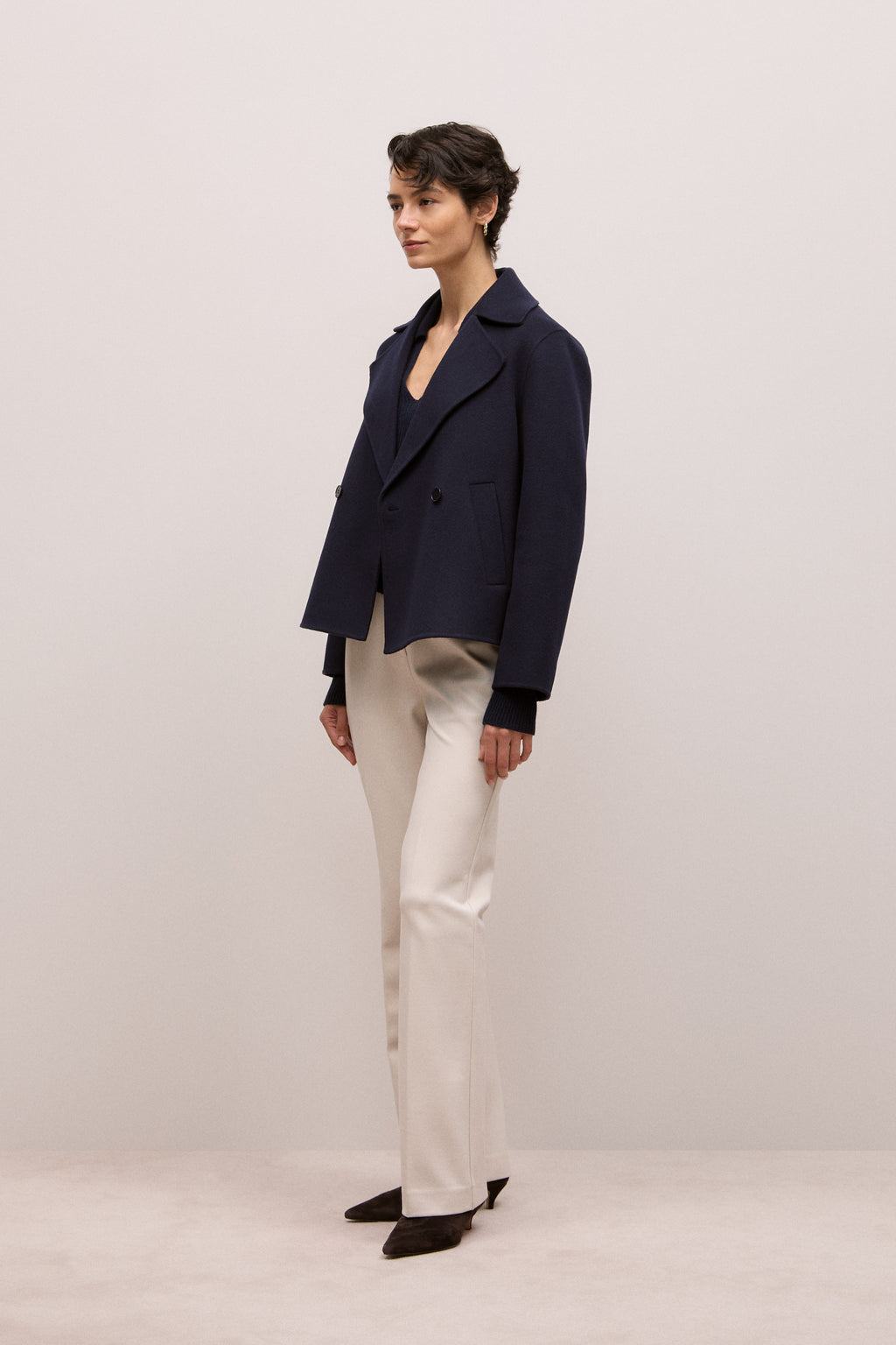 Merino Open Collar Knit