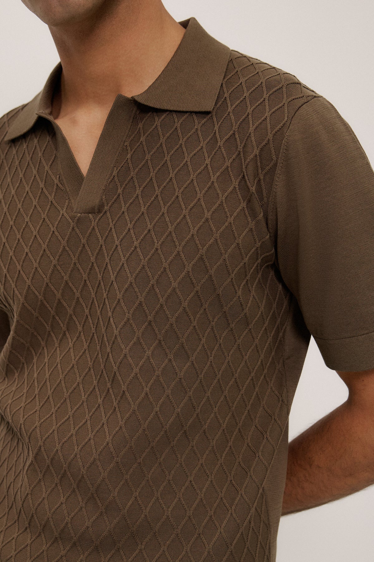 Mercerised Diamond Knit Polo