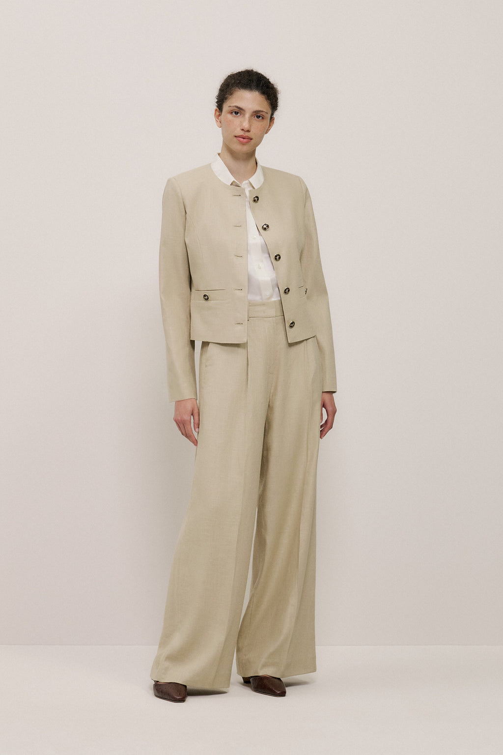 Textured Collarless Jacket