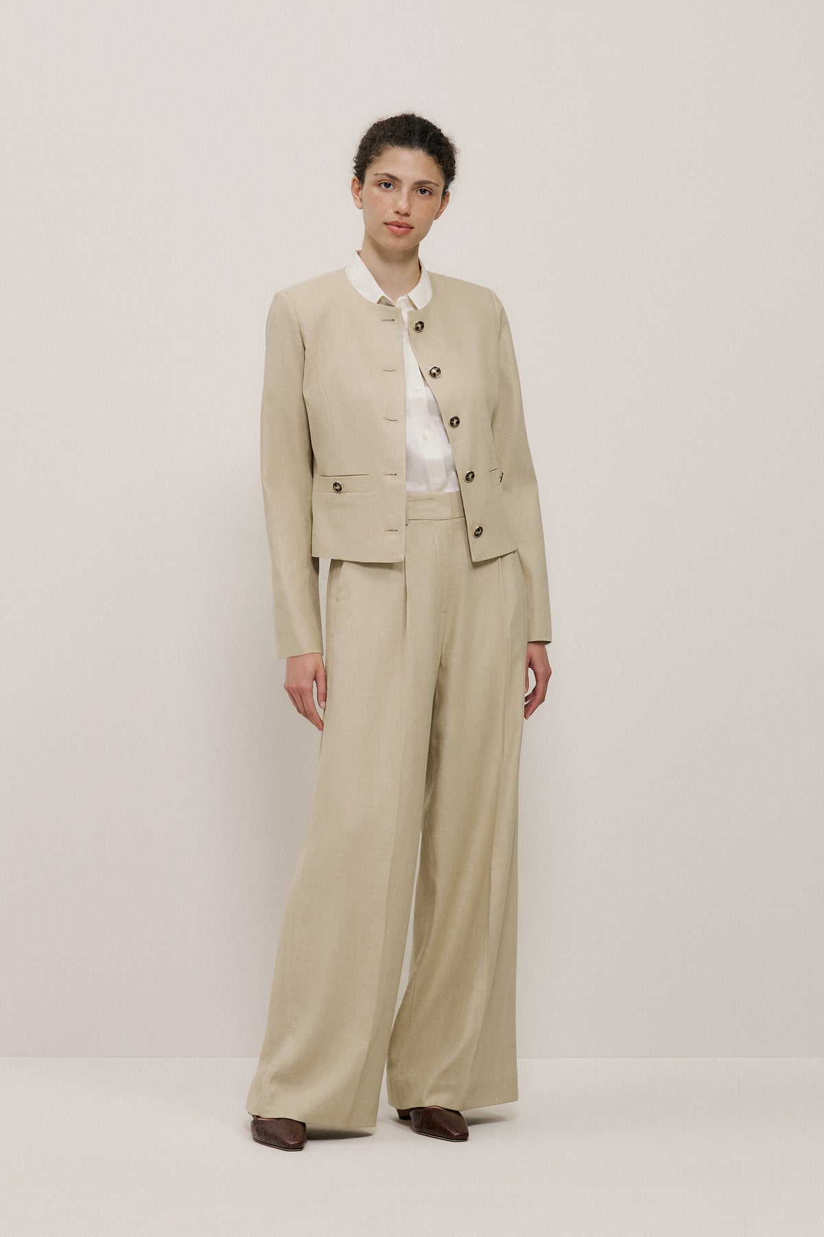 Textured Collarless Jacket