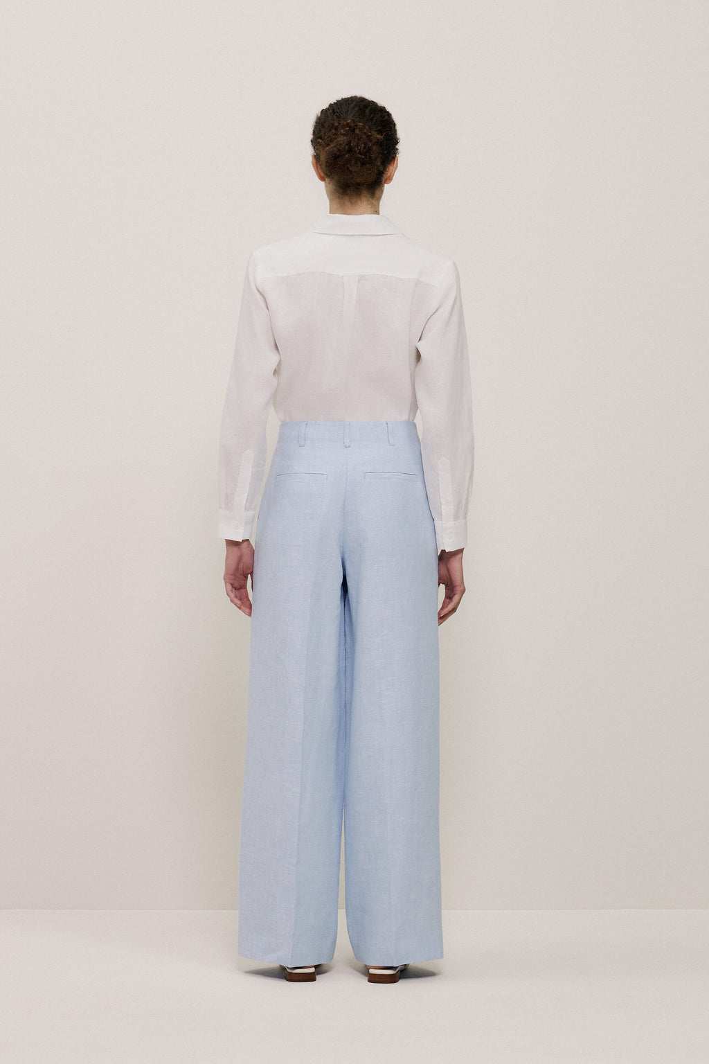 Yarn Dyed Linen Pleat Detail Pant