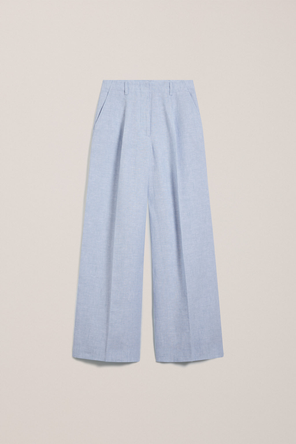 Yarn Dyed Linen Pleat Detail Pant