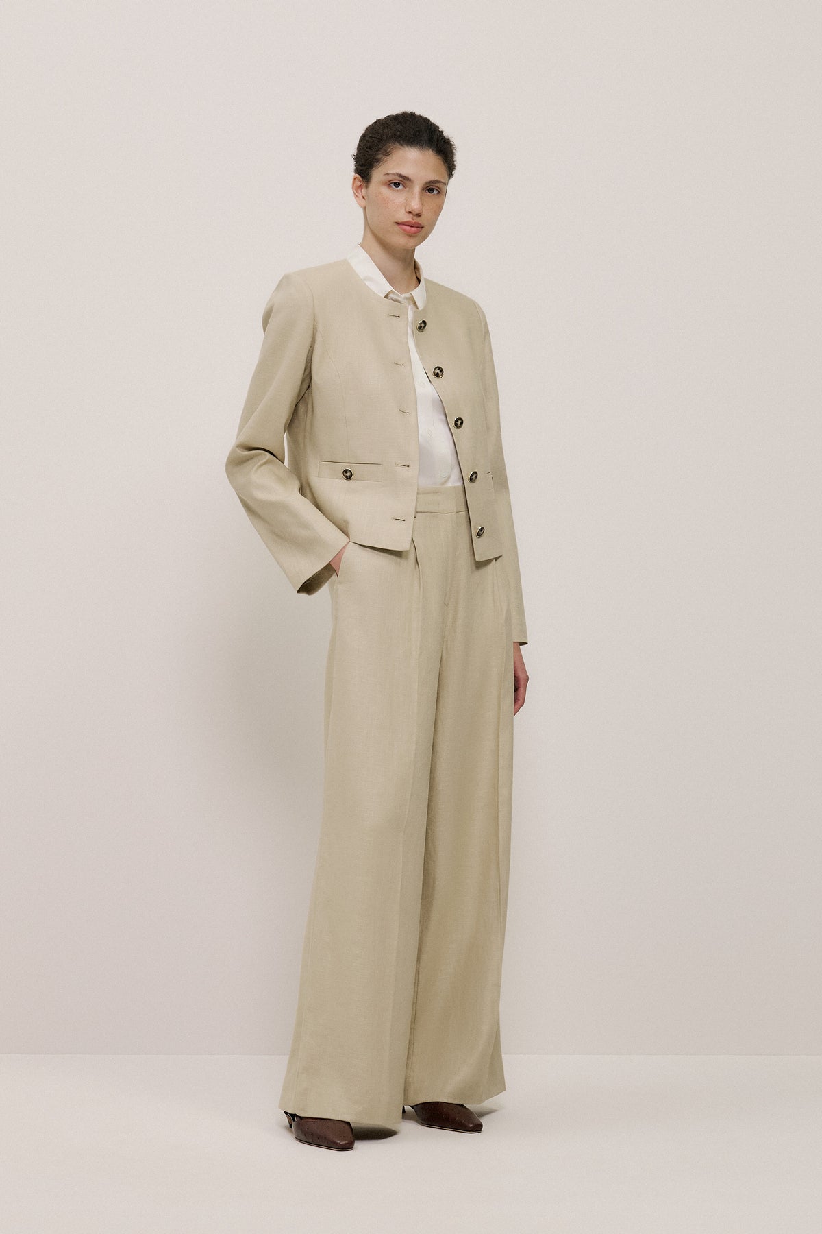 Textured Wide Leg Pant