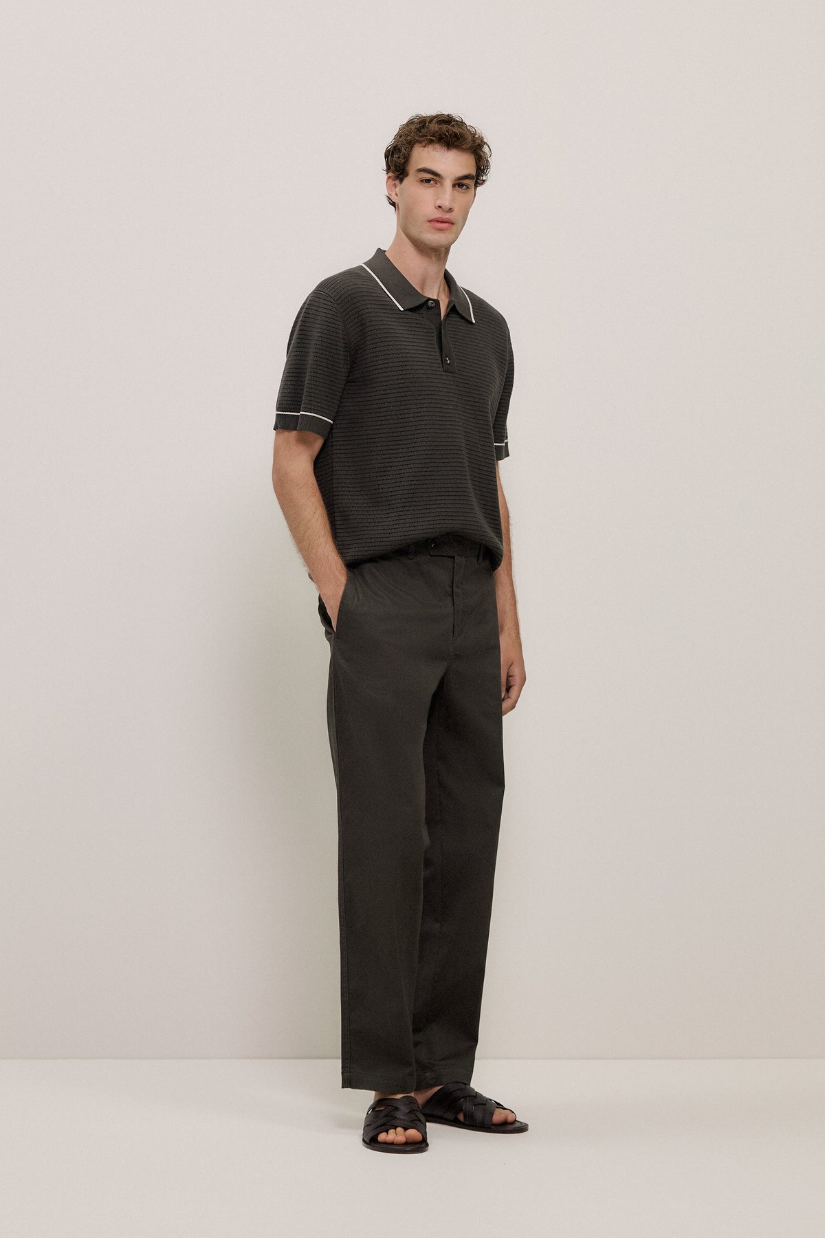 Textured Cotton Tipped Knit Polo