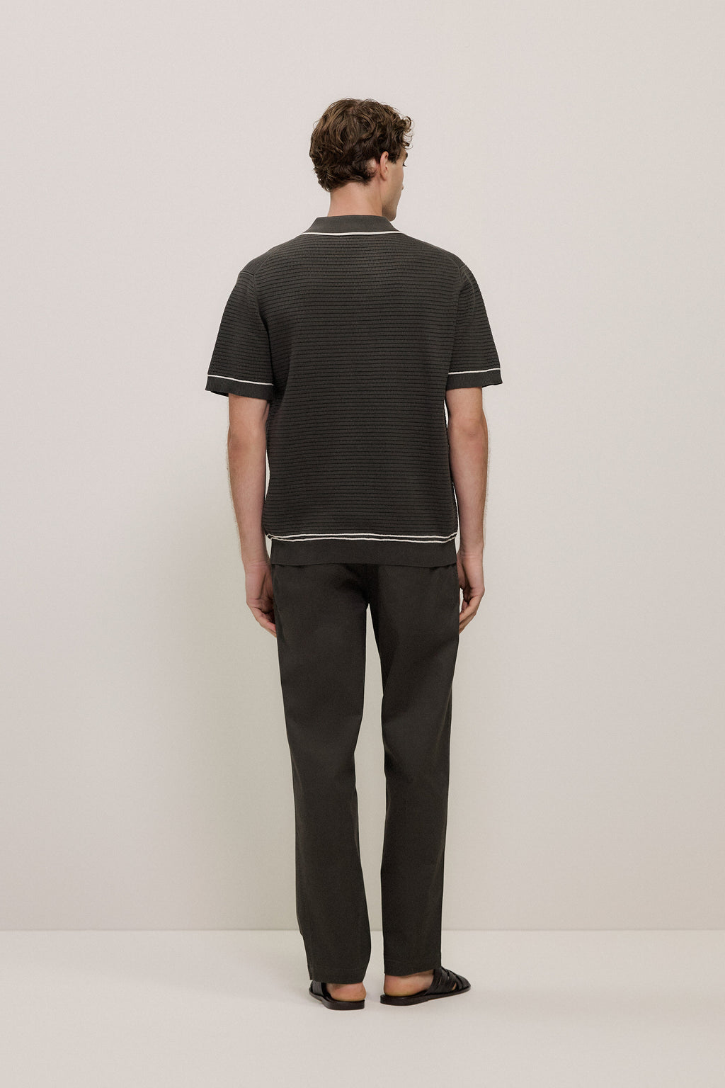 Textured Cotton Tipped Knit Polo
