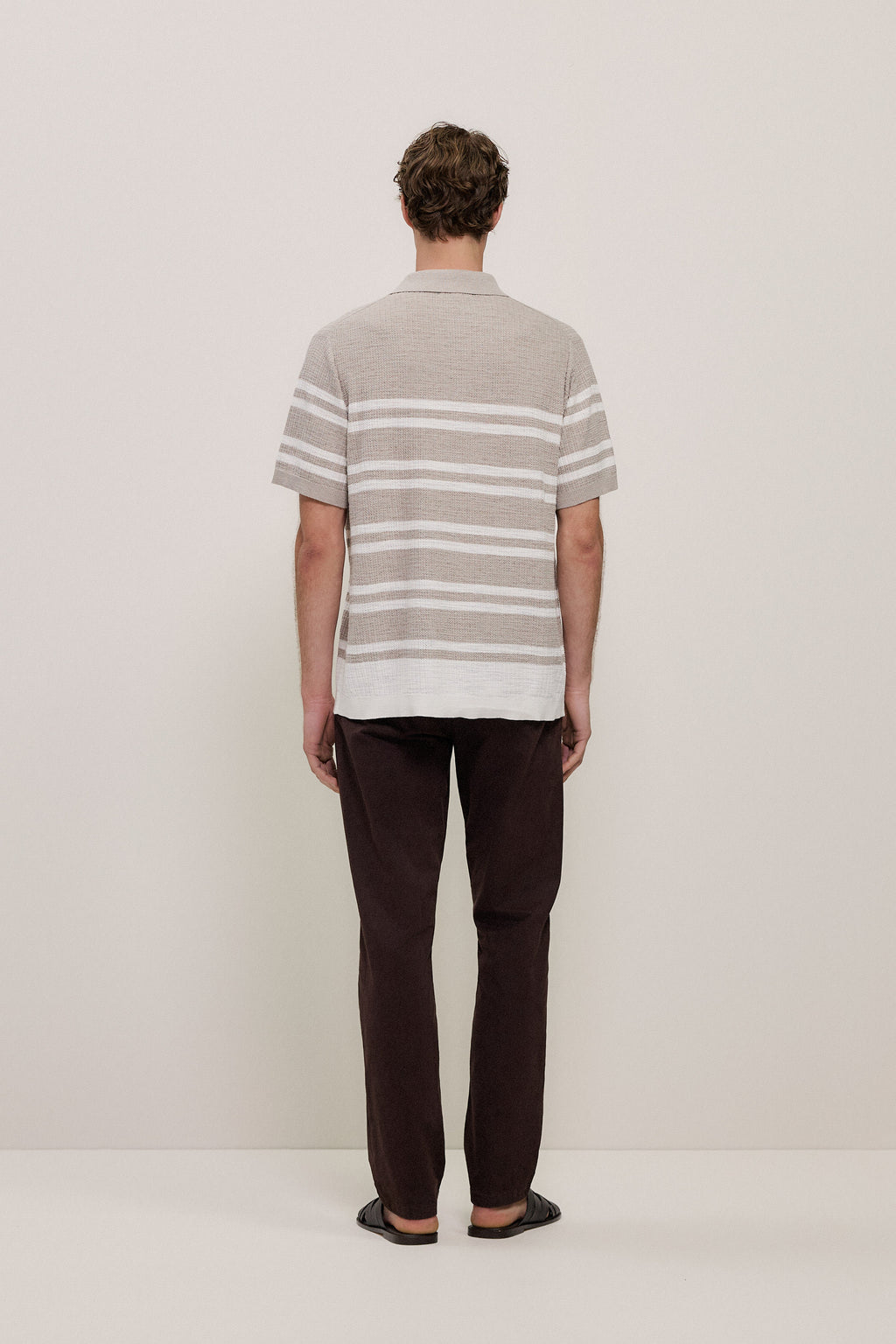 Cotton Linen Stripe Knit Shirt