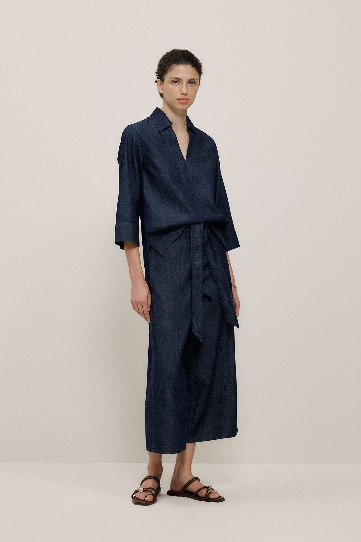 Soft Denim Collared Popover