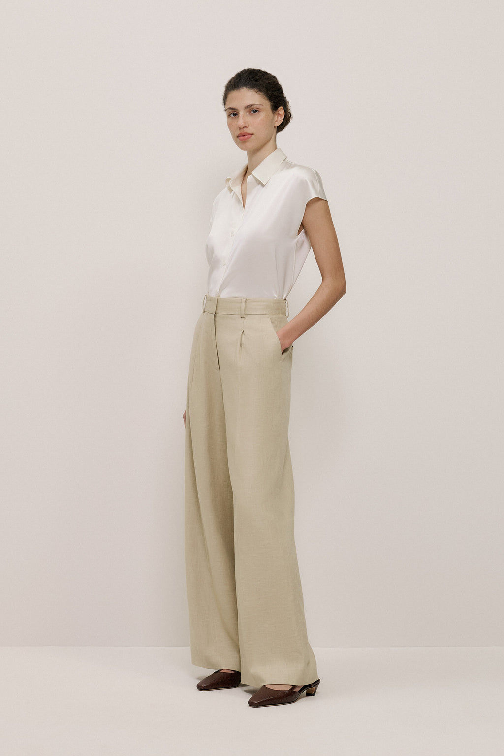 Silk Satin Cap Sleeve Shirt
