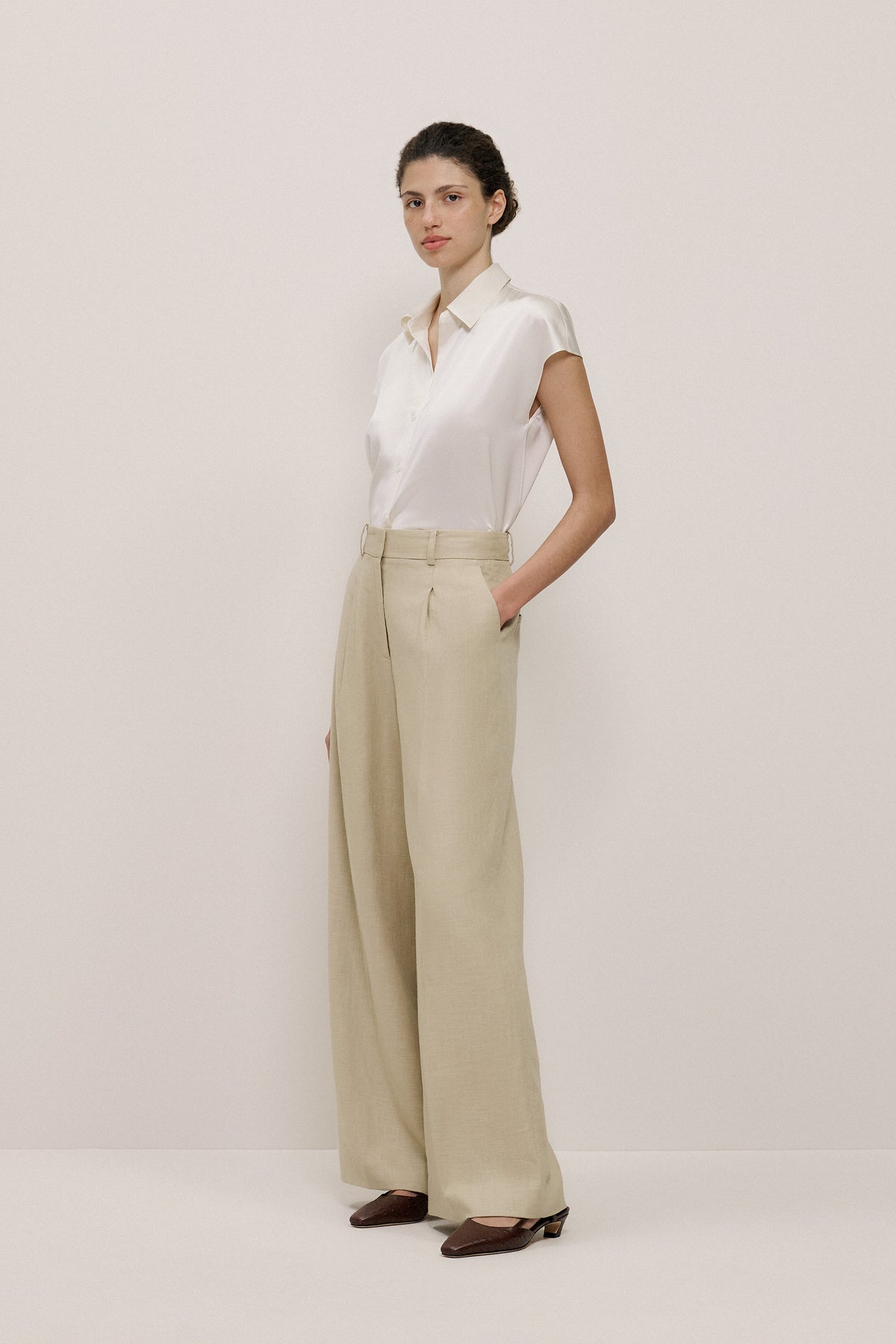Silk Satin Cap Sleeve Shirt