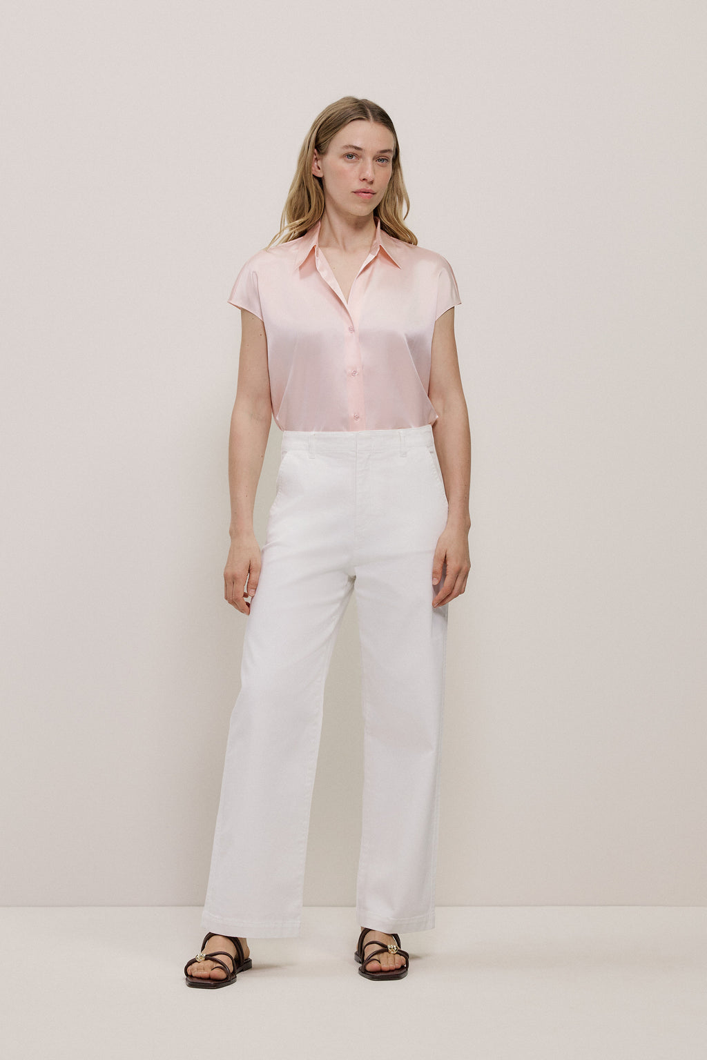 Silk Satin Cap Sleeve Shirt