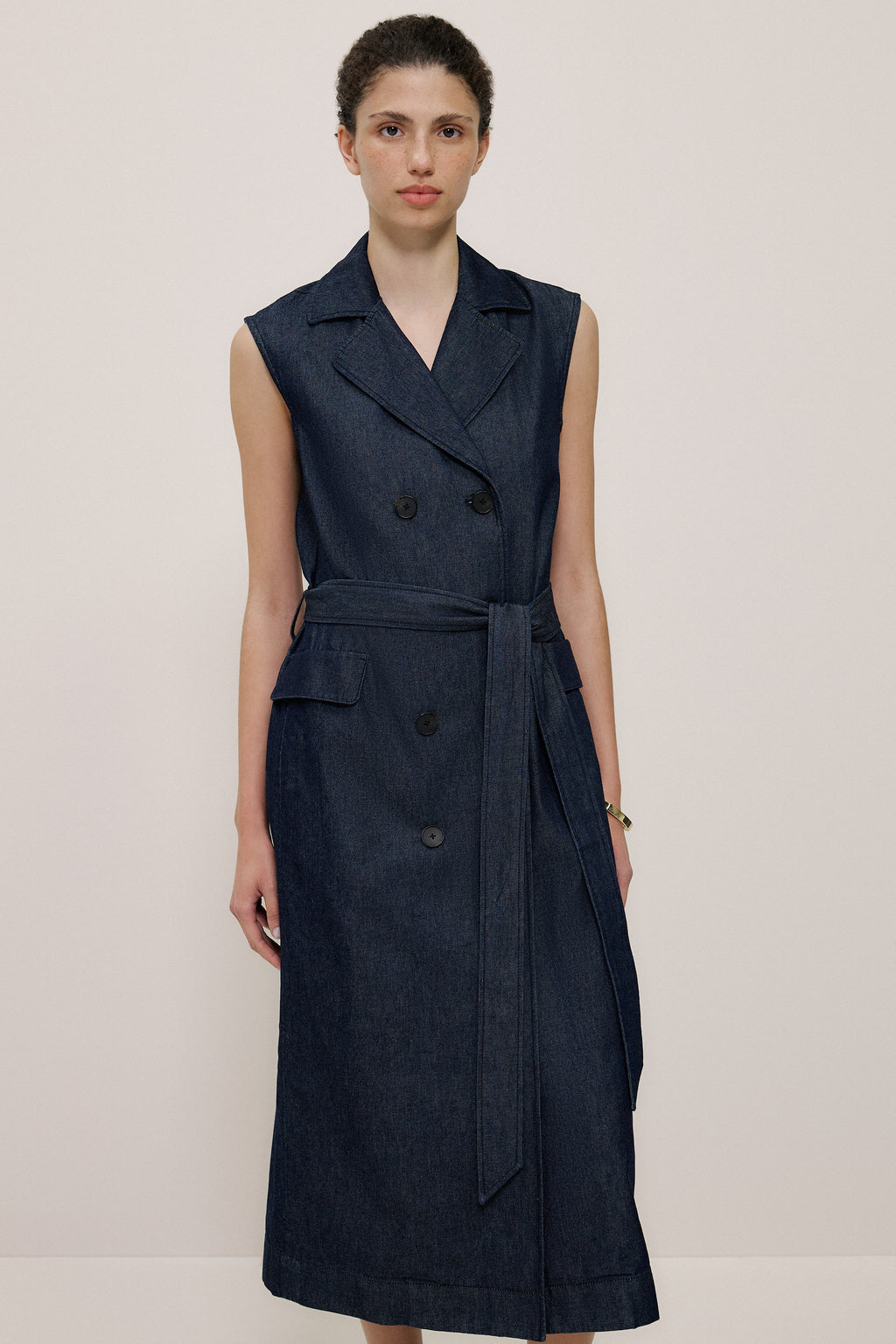 Denim Sleeveless Trench Dress