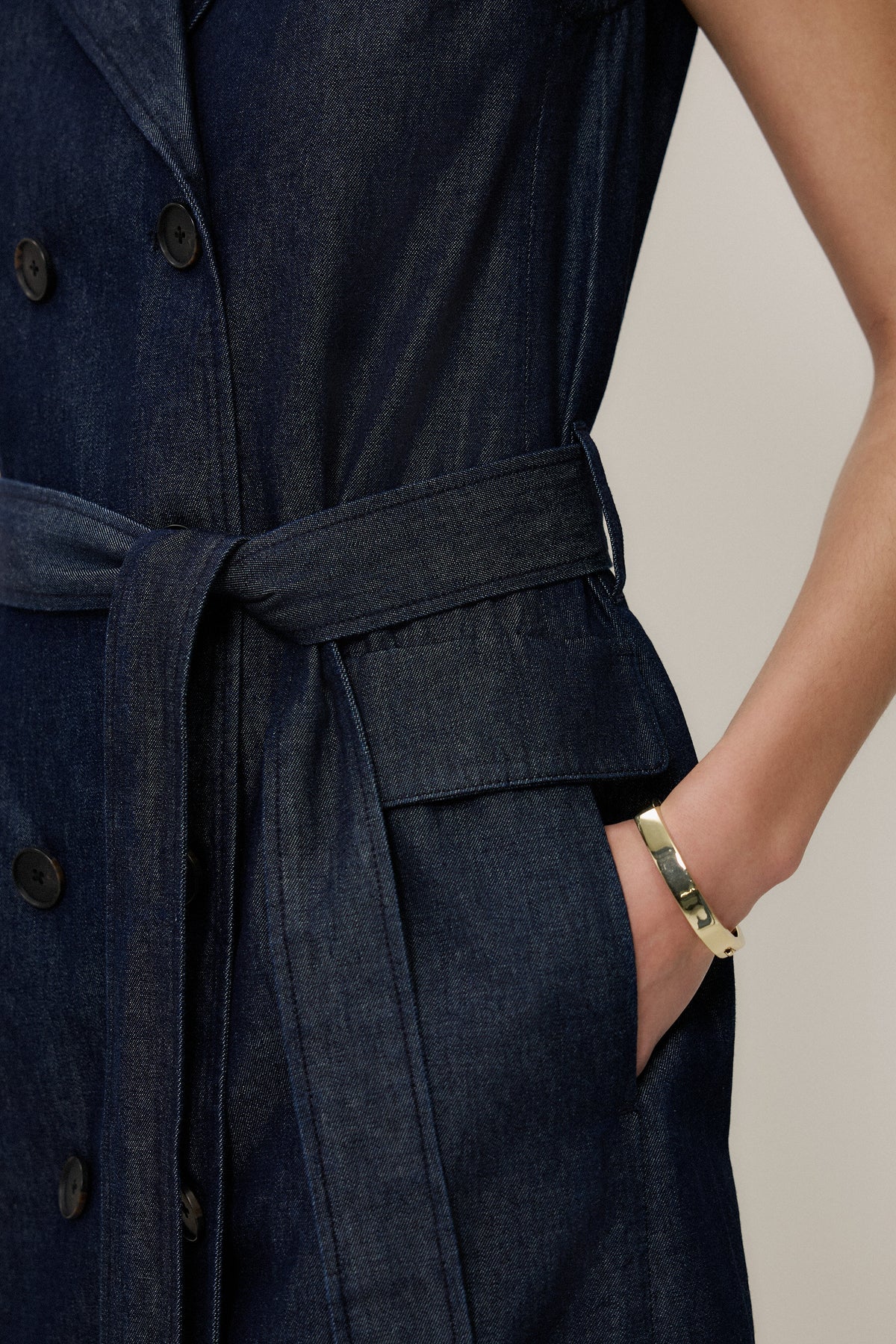 Denim Sleeveless Trench Dress