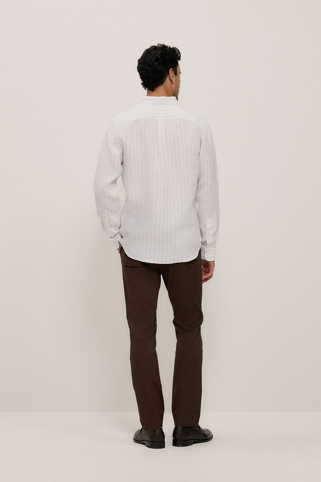 Regular Fit Delave Linen Fine Stripe Shirt