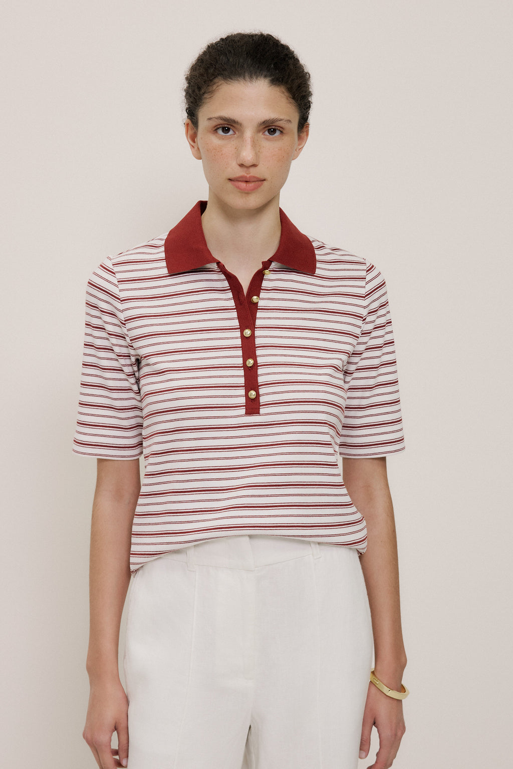 Half Placket Stripe Polo