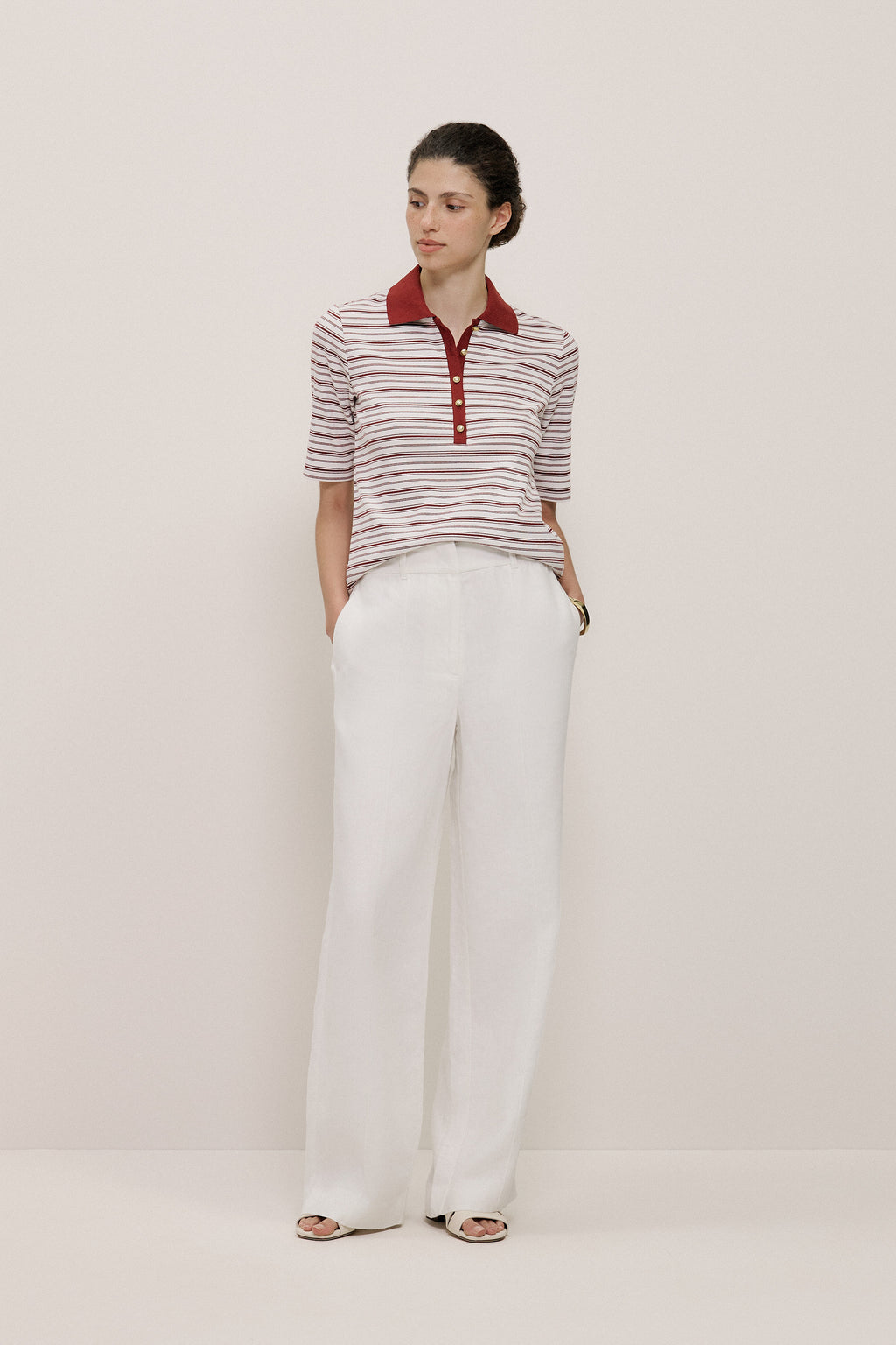 Half Placket Stripe Polo