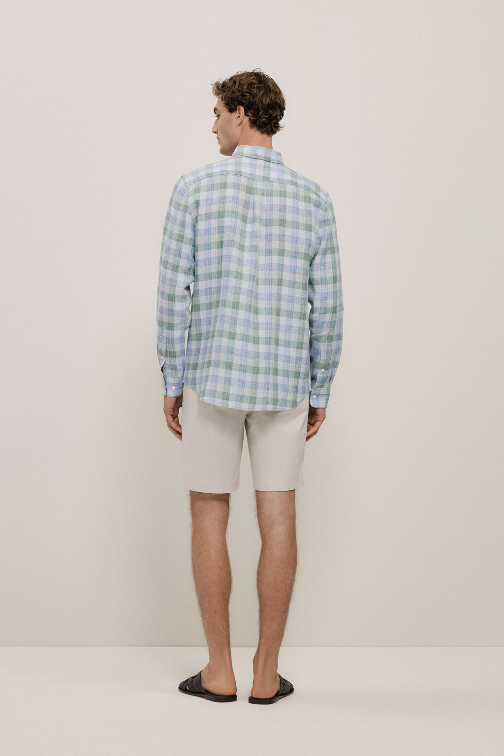 Regular Fit Yarn Dyed Linen Check Shirt