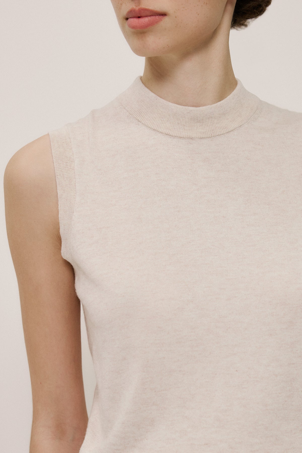 Cotton Cashmere Mock Neck Tank