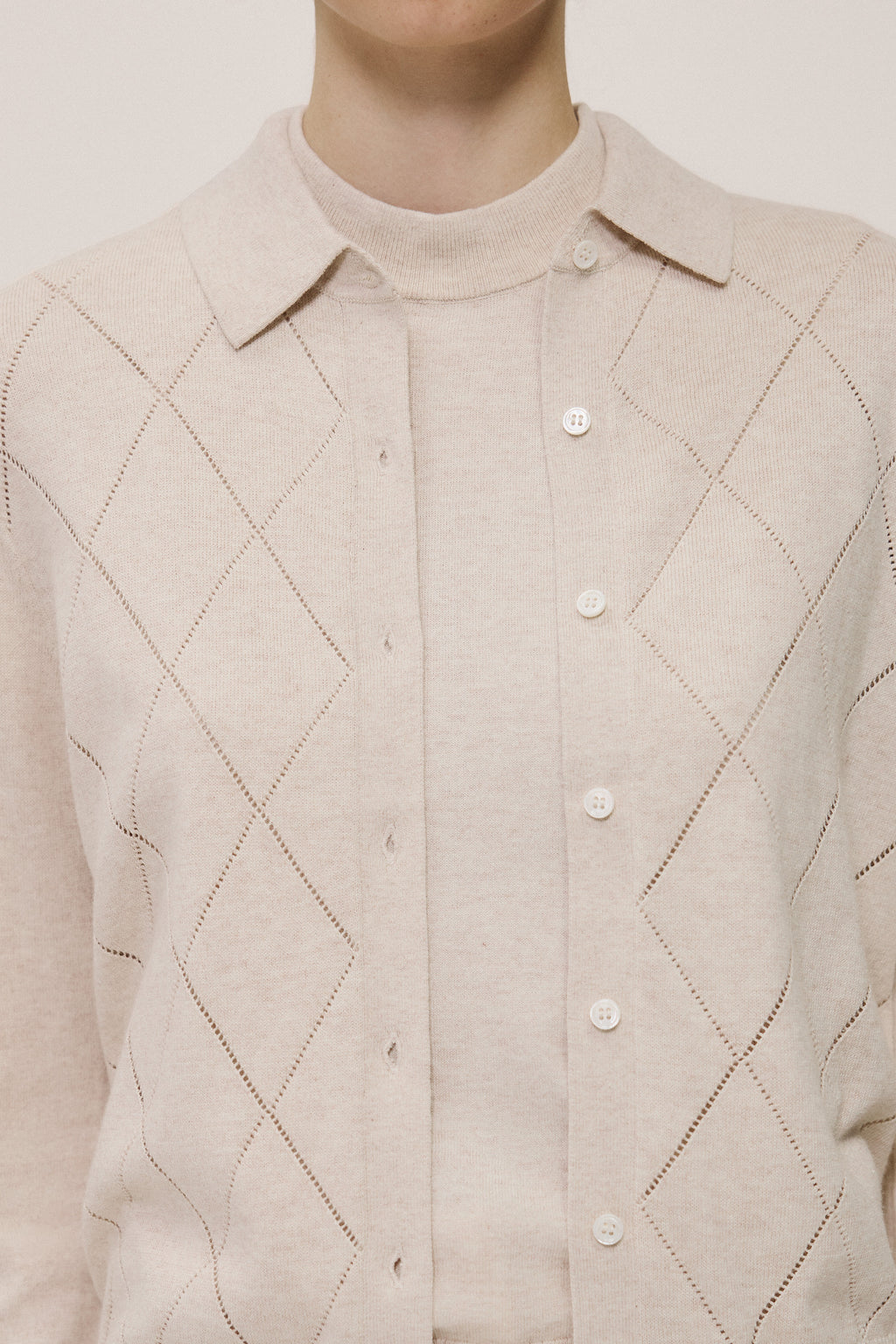 Cotton Cashmere Pointelle Cardigan