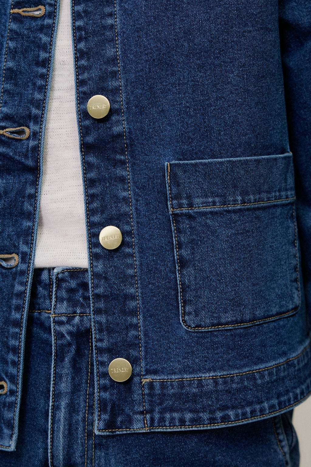 Collarless Cropped Denim Jacket