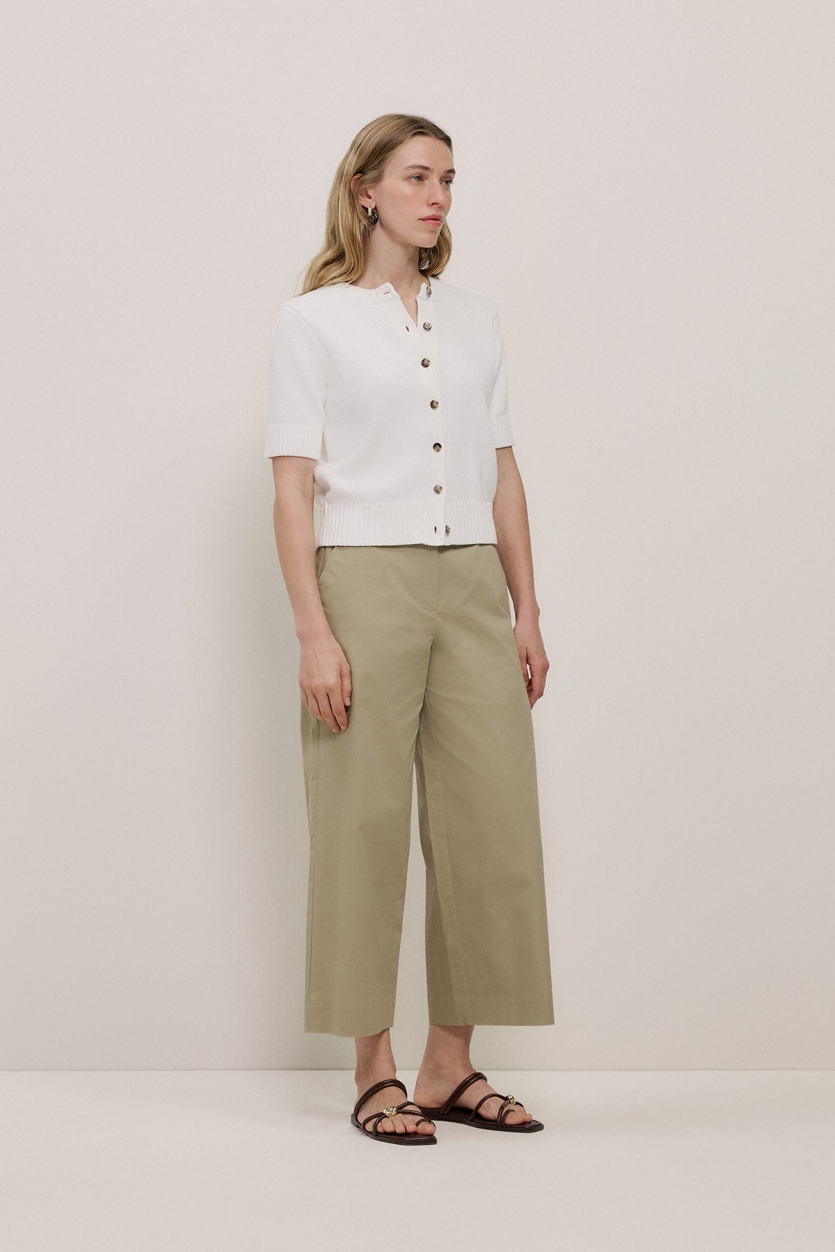 Cropped Wide Leg Chino Pant