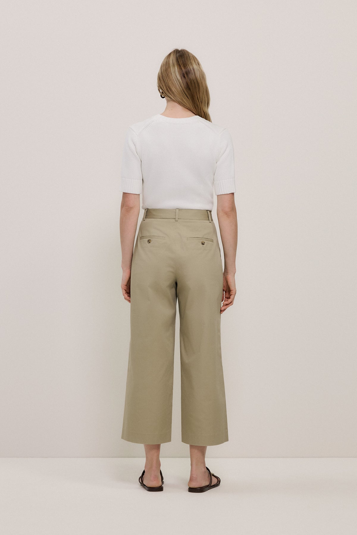 Cropped Wide Leg Chino Pant