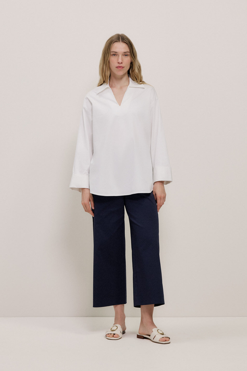 Cropped Wide Leg Chino Pant