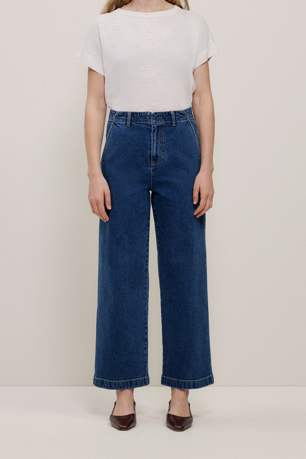 Denim High Rise Tailored Pant