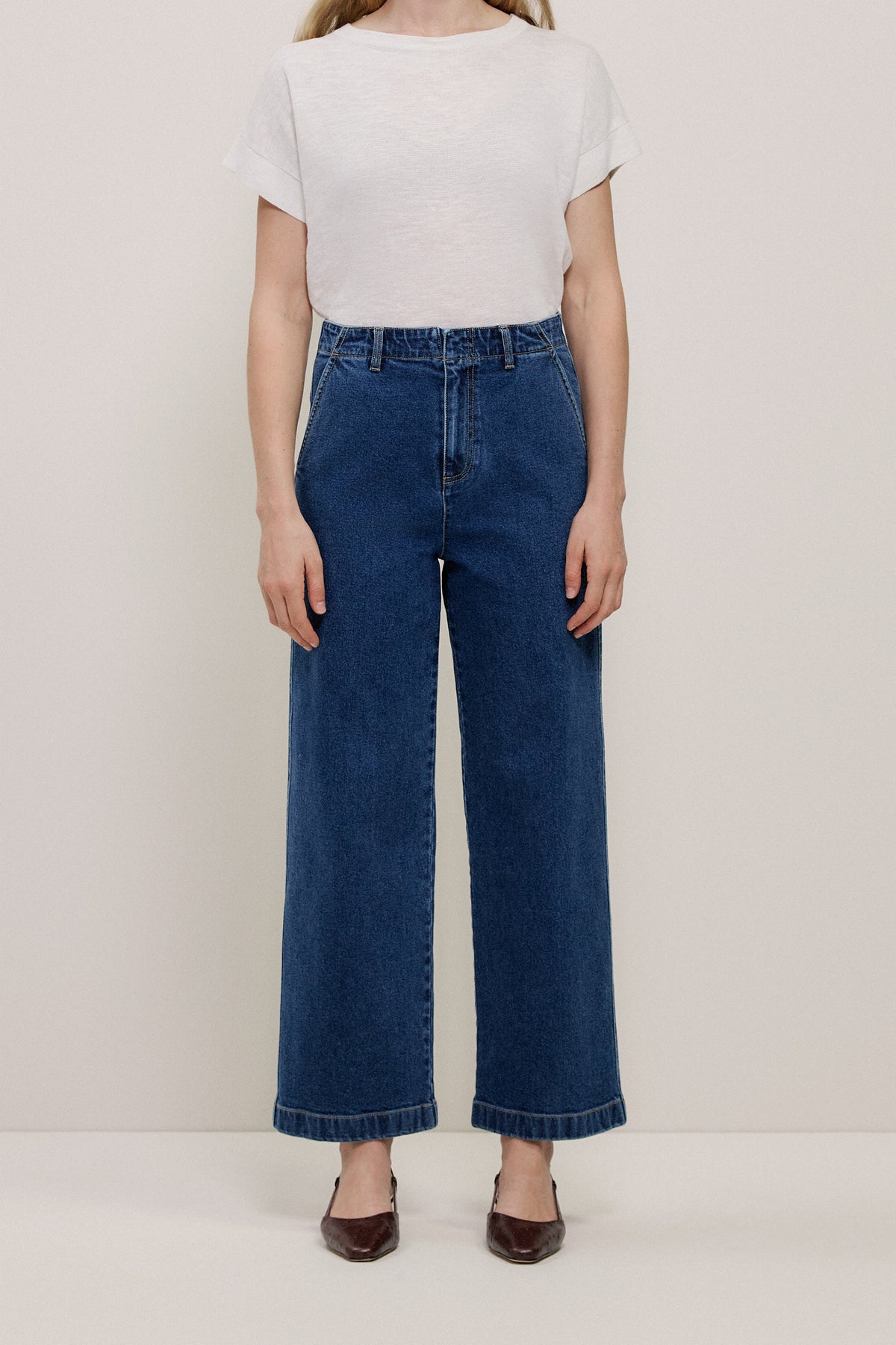 Denim High Rise Tailored Pant
