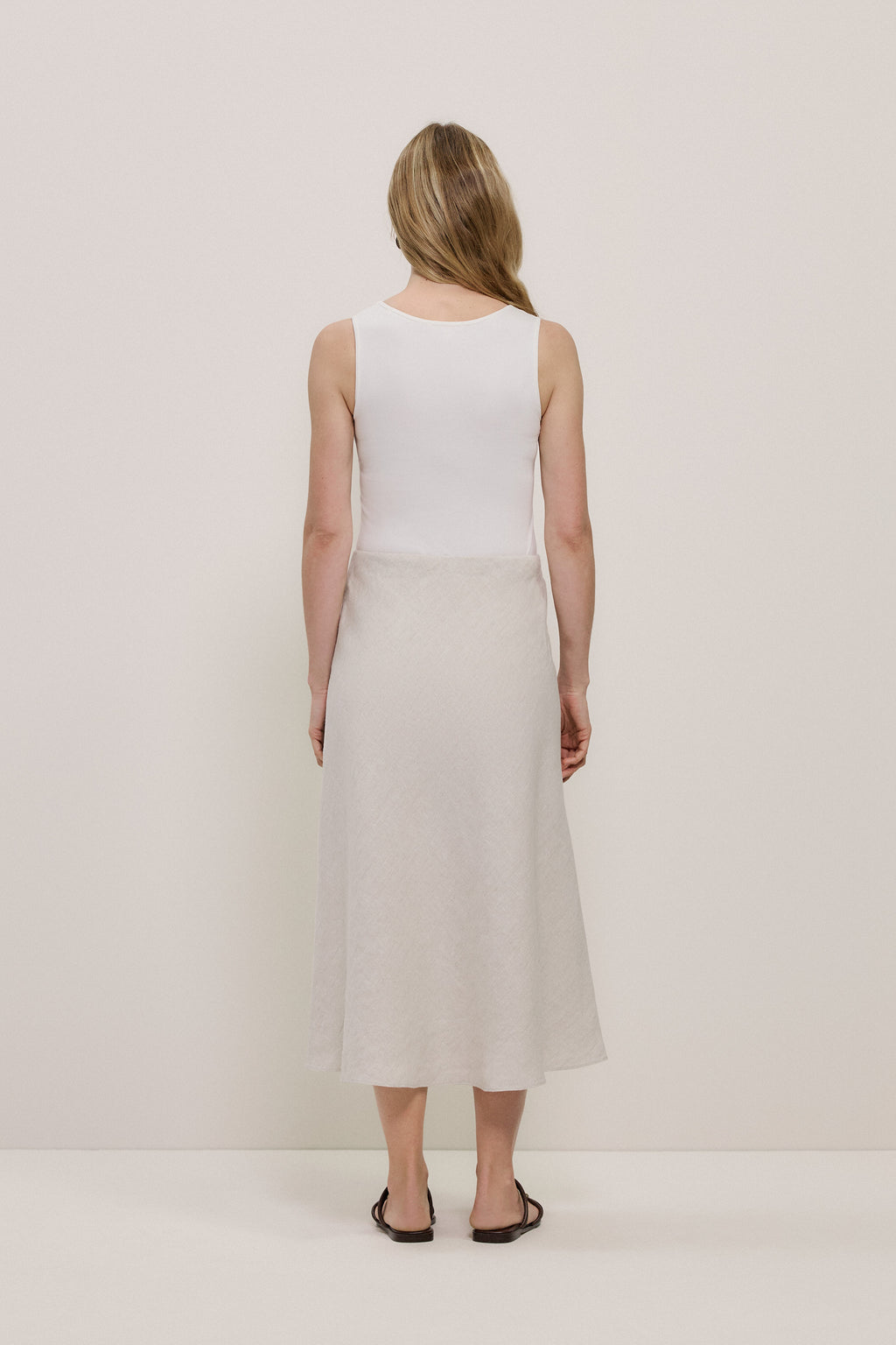 Yarn Dyed Linen Bias Slip Skirt